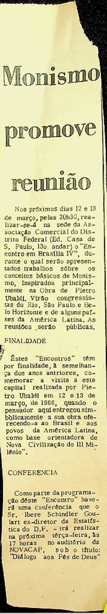 JN – 12 E 13 DE MARÇO – MONISMO PROMOVE REUNIÃO