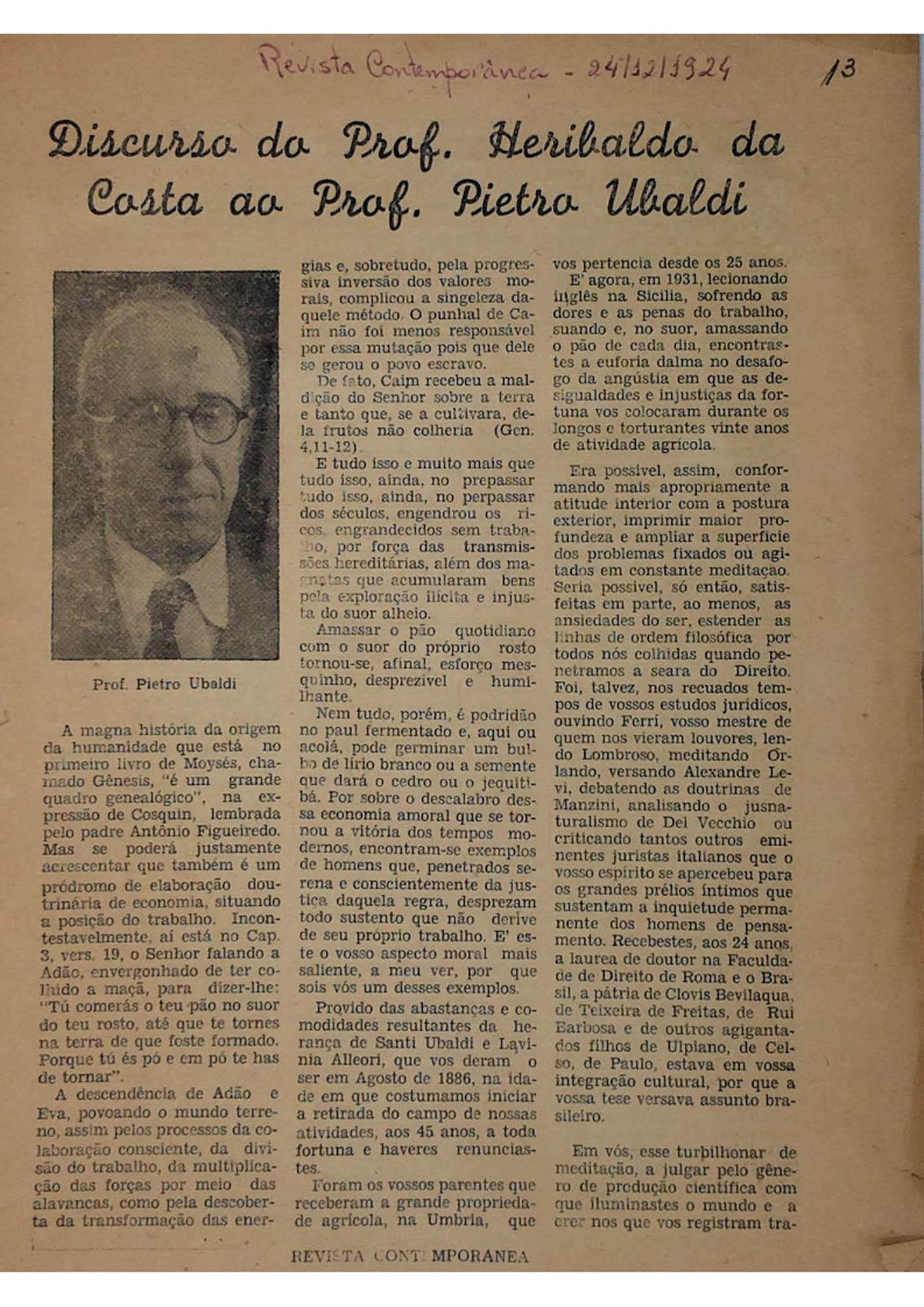 JN – 1924 (24 DE DEZEMBRO) DISCURSO DO PROF. HERIVALDO DA COSTA AO PROF. PI (1)
