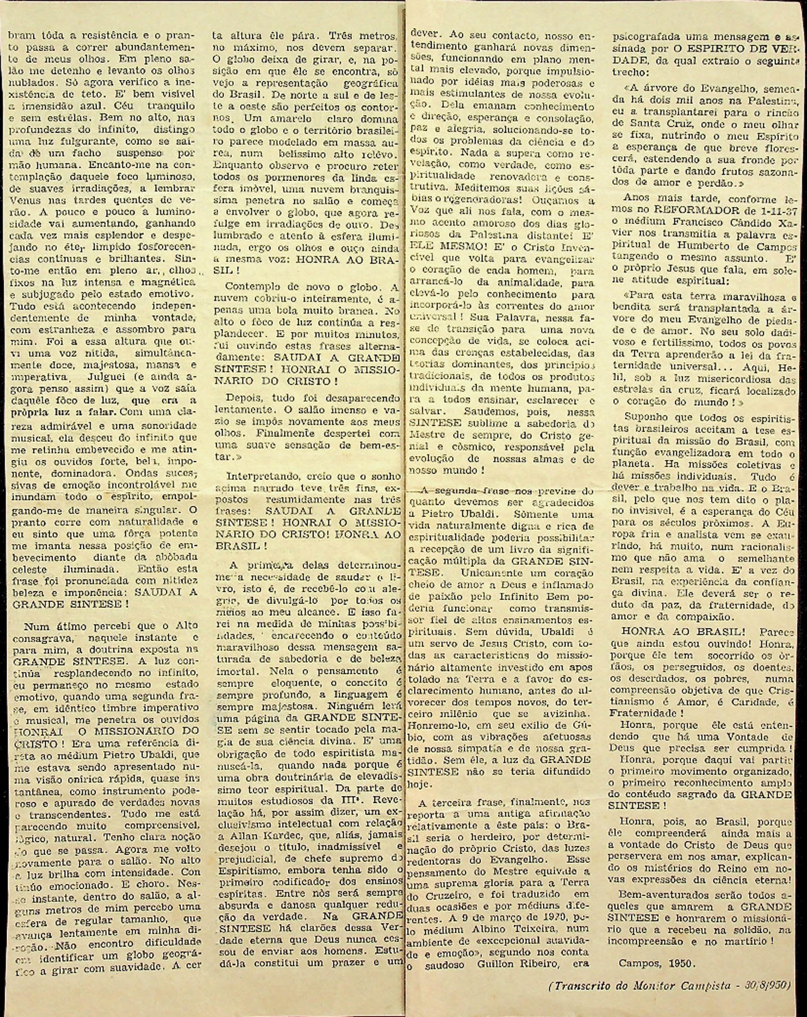 JN – 1950 (30 DE AGOSTO) UM SONHO COM A GRANDE SÍNTESE – MEDEIROS CORRÊA JUNIOR (