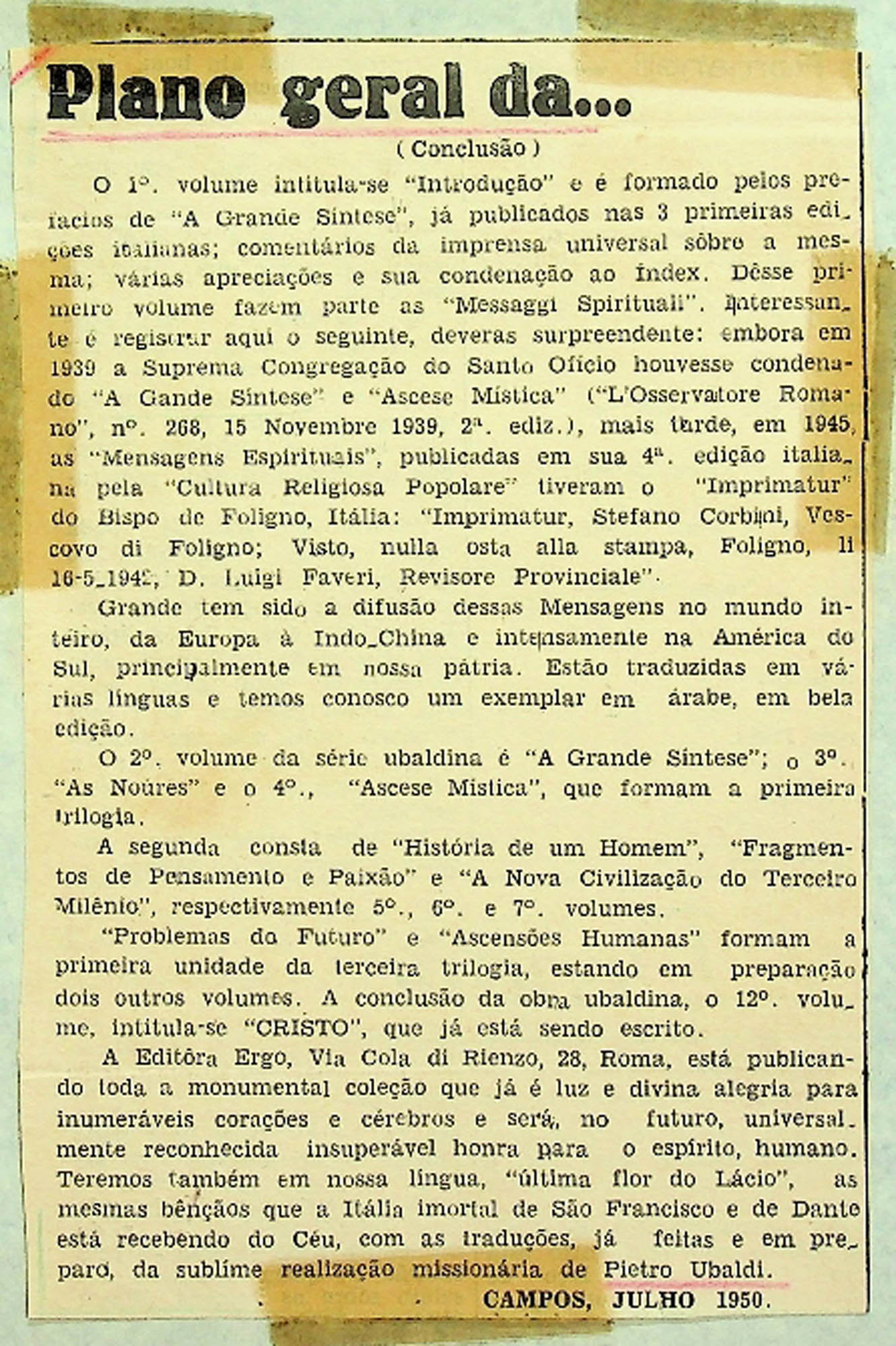 JN – 1950 (JULHO) PLANO GERAL DA … (CONCLUSÃO)