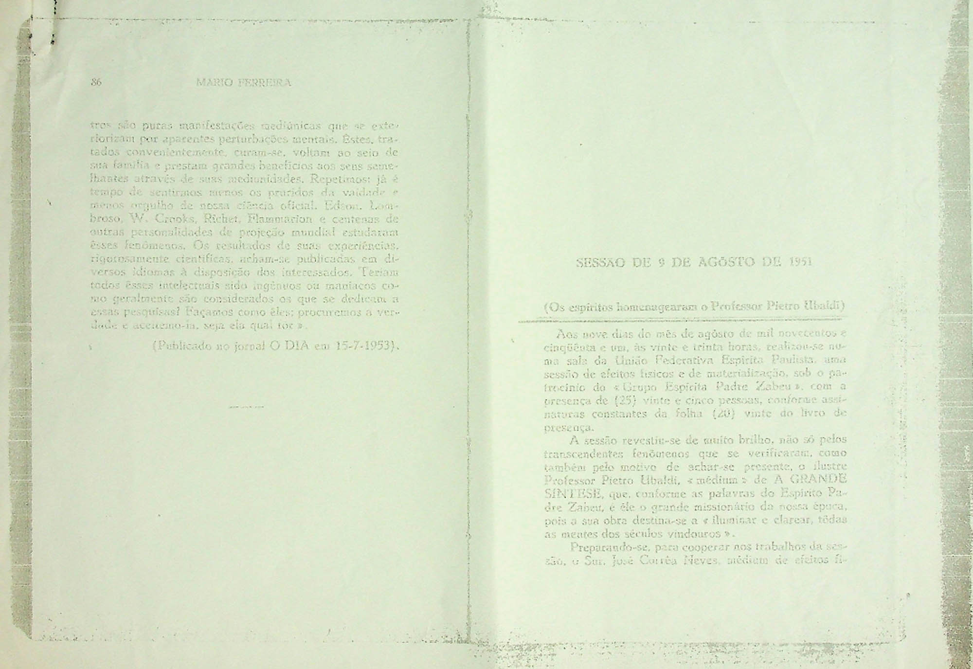 JN – 1951 (09 DE AGOSTO) OS ESPÍRITOS HOMENAGEARAM O PROFESSOR PIETRO UBALDI (1)