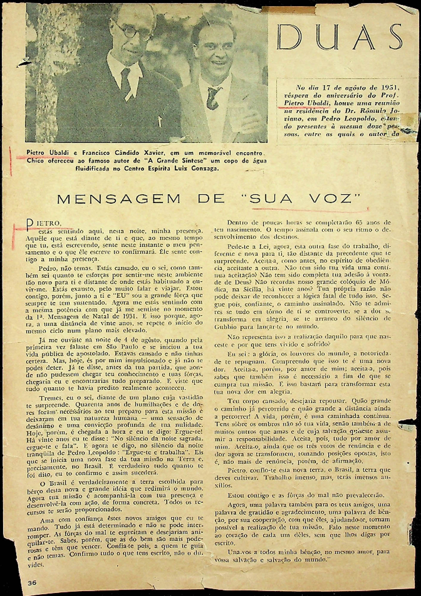 JN – 1951 – MENSAGEM DE SUA VOZ