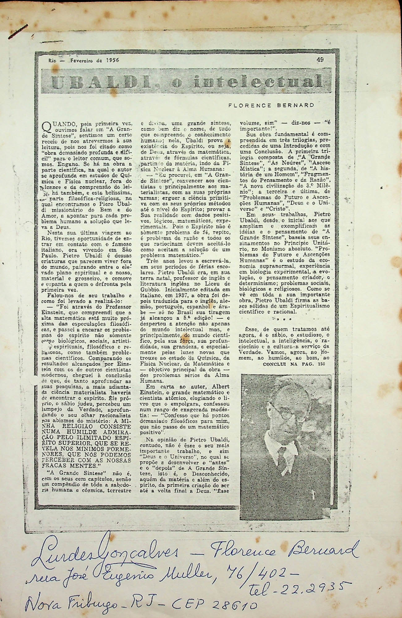 JN – 1956 (FEVEREIRO) UBALDI, O INTELECTUAL (1)