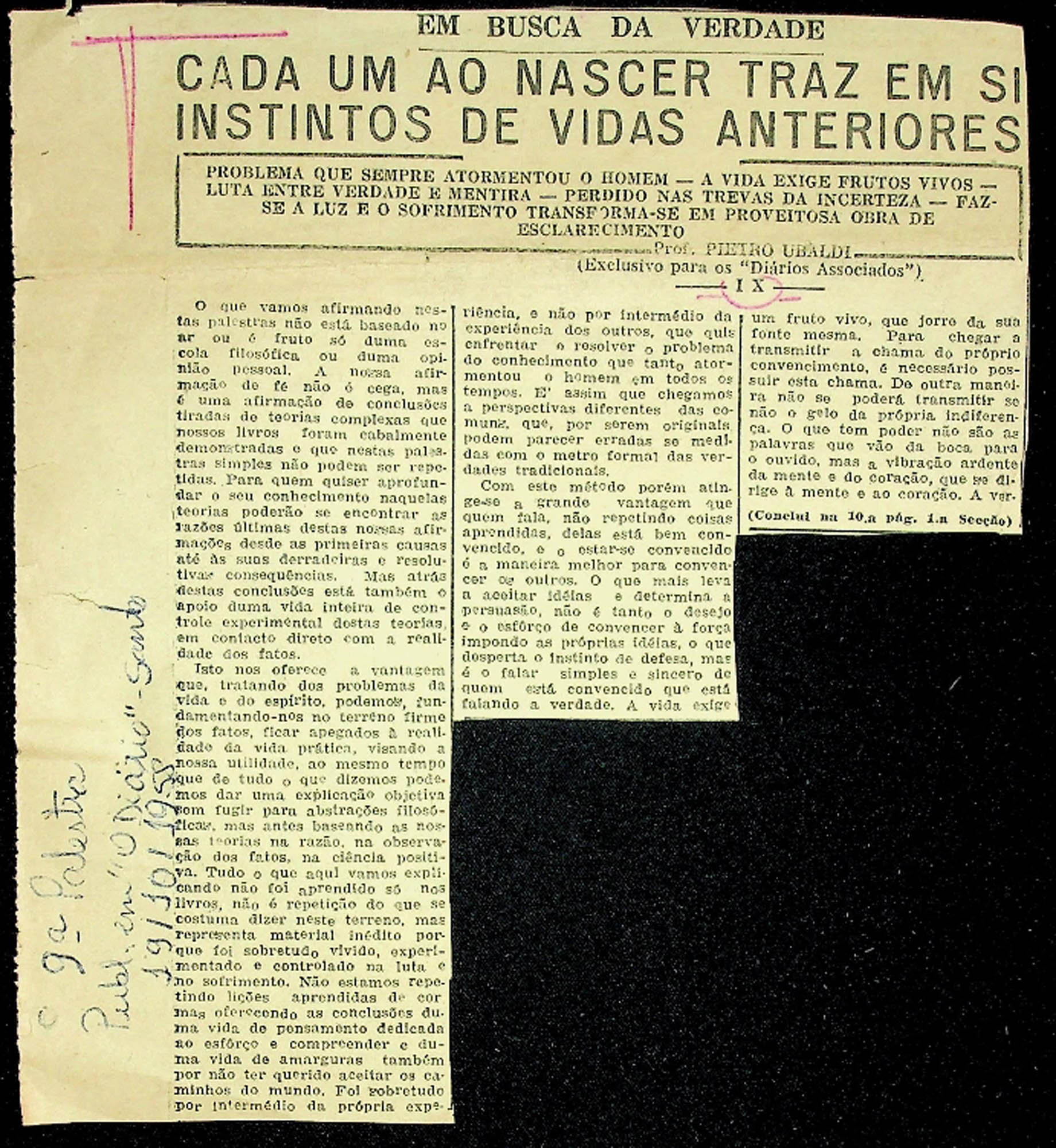 JN – 1958 (19 DE OUTUBRO) 9º PALESTRA CADA UM O NASCER TRAZ E (1)