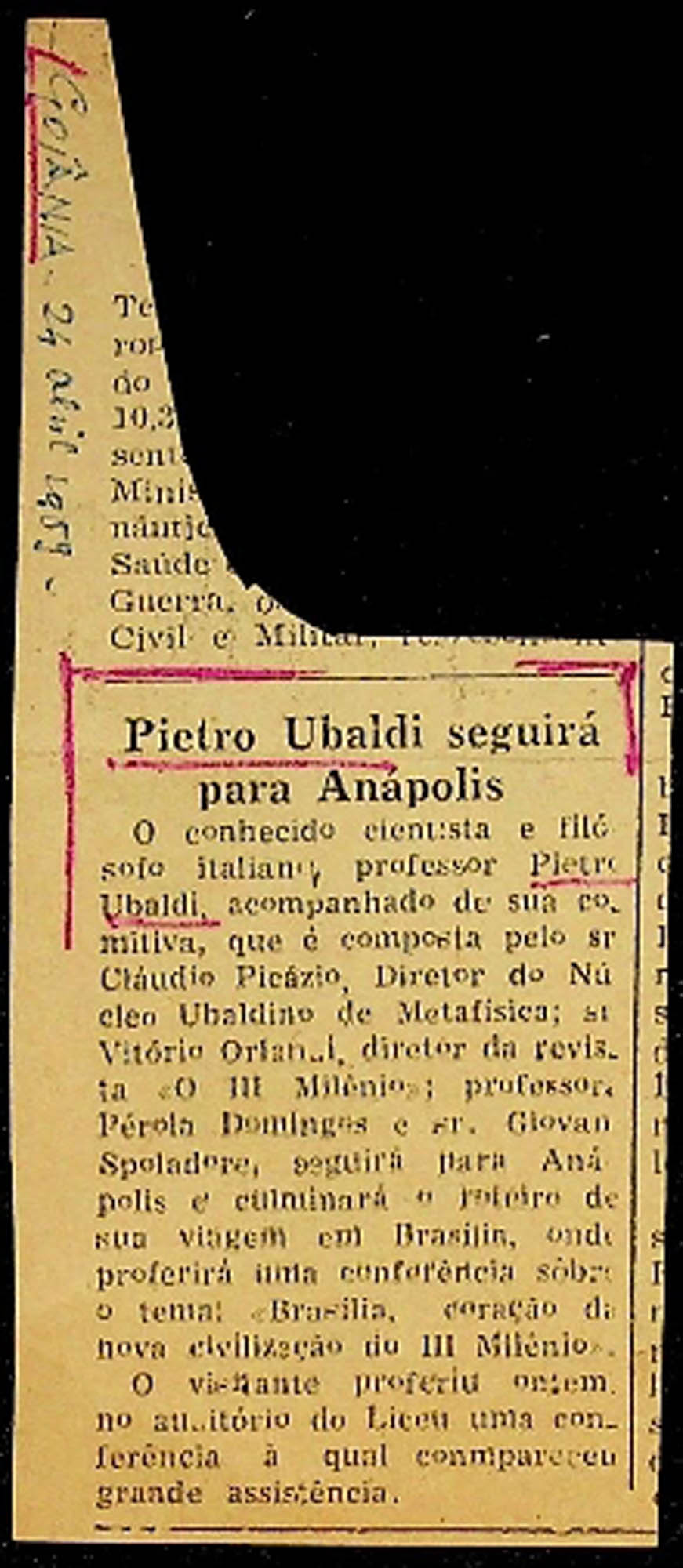 JN – 1959 (24 DE ABRL) PIETRO UBALDI SEGUIRA PARA ANAPOLIS