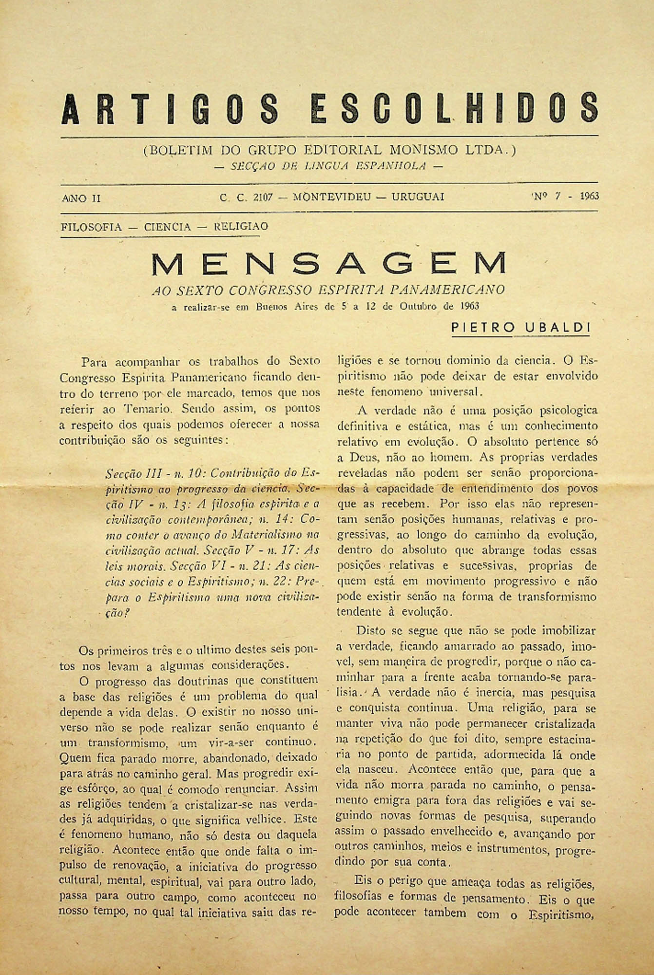 JN – 1963 (ARTIGOS ESCOLHIDOS Nº7) MENSAGEM (1)
