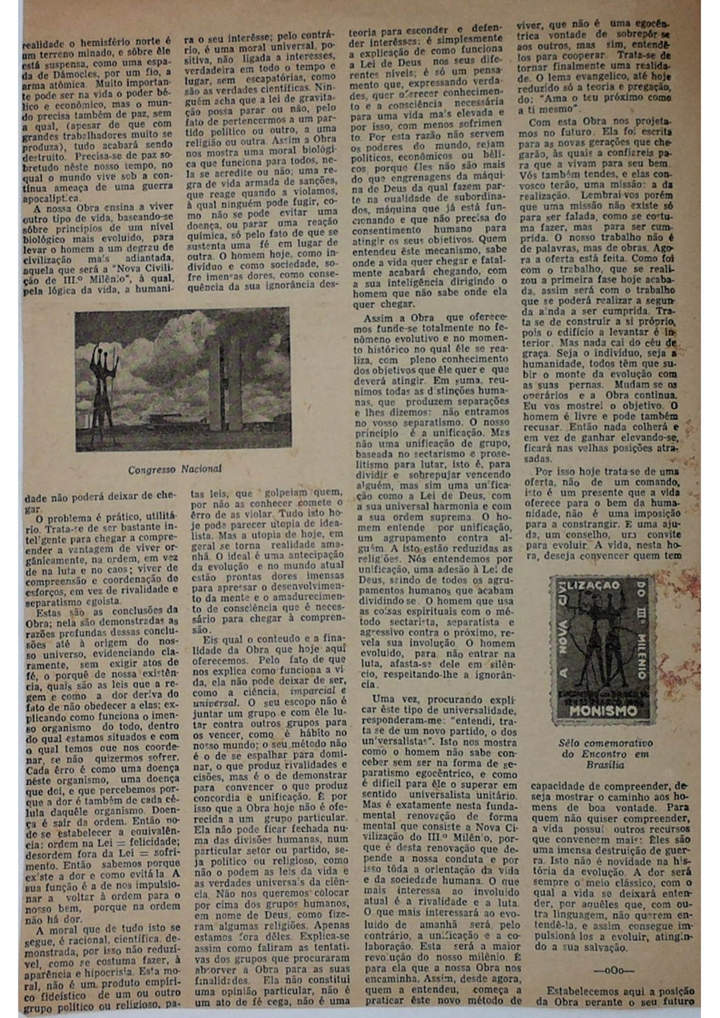 JN – 1966 (13 DE MARÇO) A NOSSA SIMBOLICA OFERTA AO BRASIL E AOS POVOS DA (