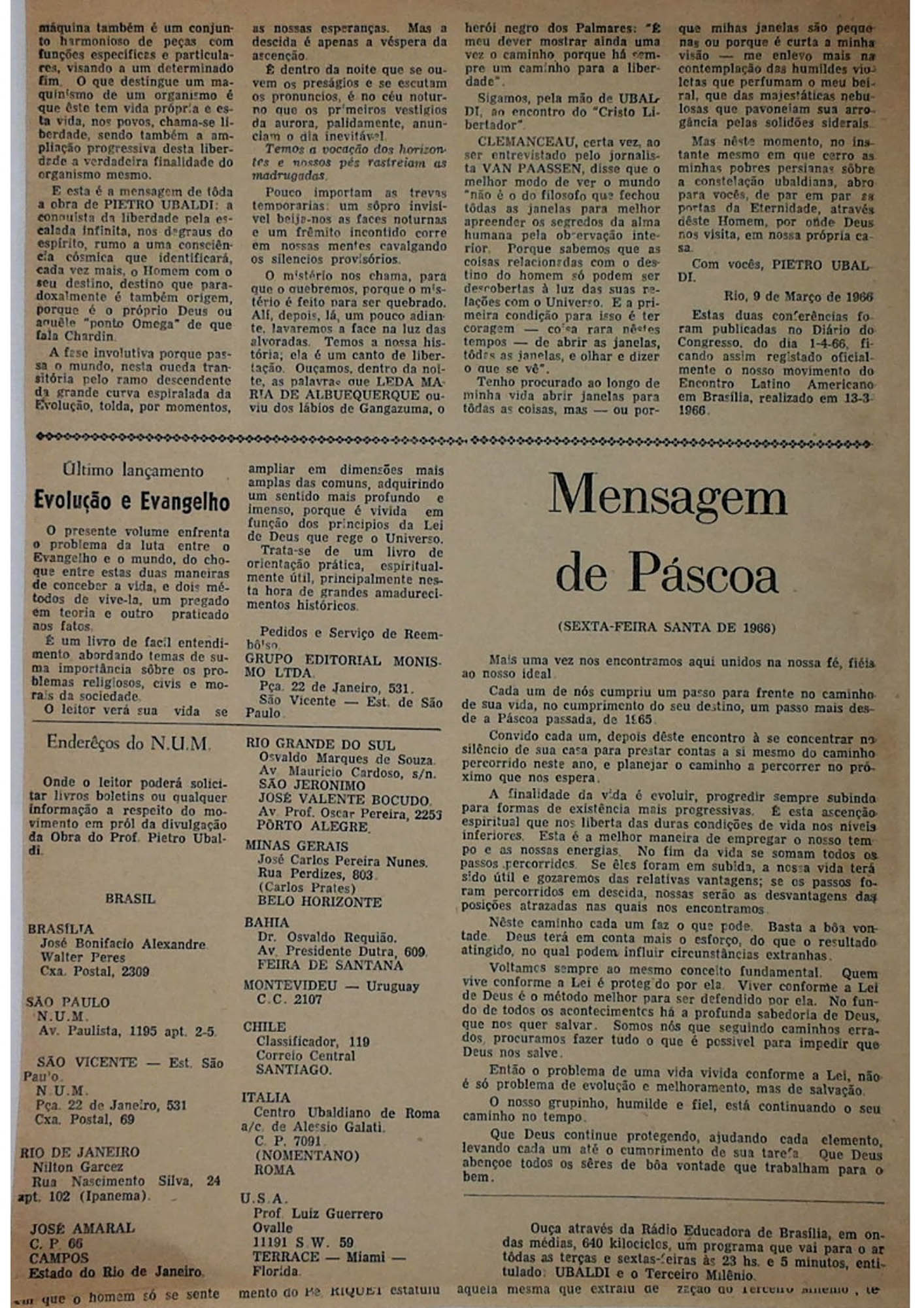 JN – 1966 (13 DE MARÇO) A NOSSA SIMBOLICA OFERTA AO BRASIL E AOS POVOS DA ( (6)