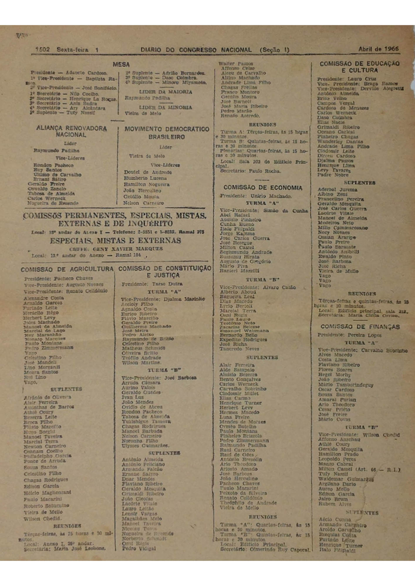 JN – 1966 (ABRIL) DISCURSO PROFERIDO PELO DEPUTADO NOR ( (6)