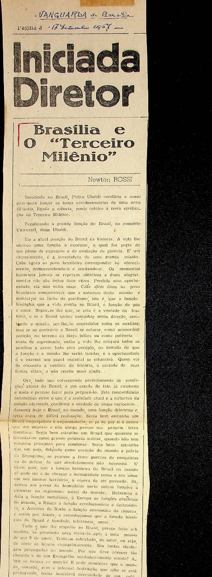 JN – 1967 (17 DE DEZEMBRO) BRASÍLIA E O TERCEIRO MILÊNIO – NEWTON ROSSI (1)
