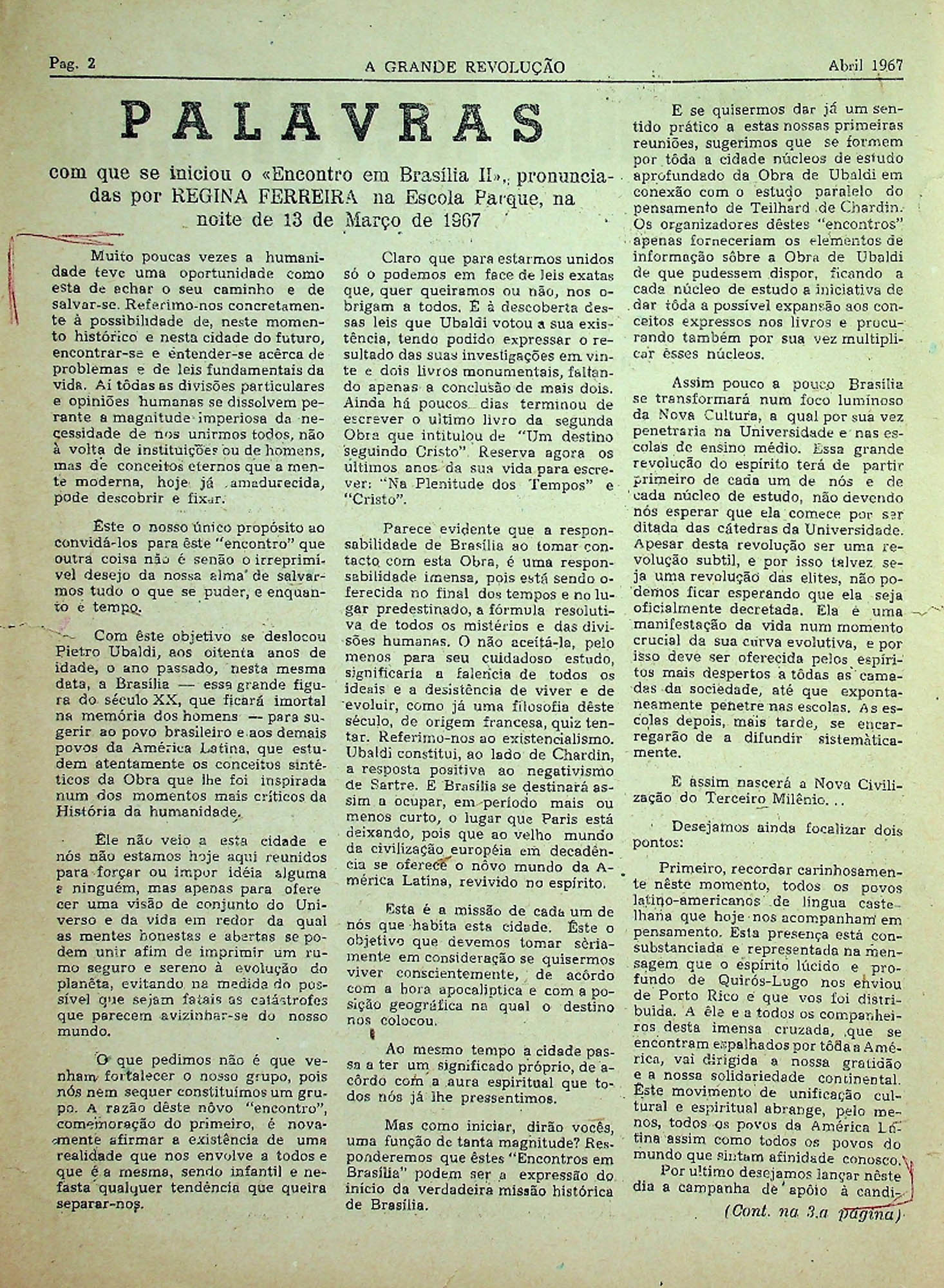 JN – 1967 (ABRIL) A GRANDE REVOLUÇÃO QUE SE AVIZINHA ANO 1 Nº2 (2)