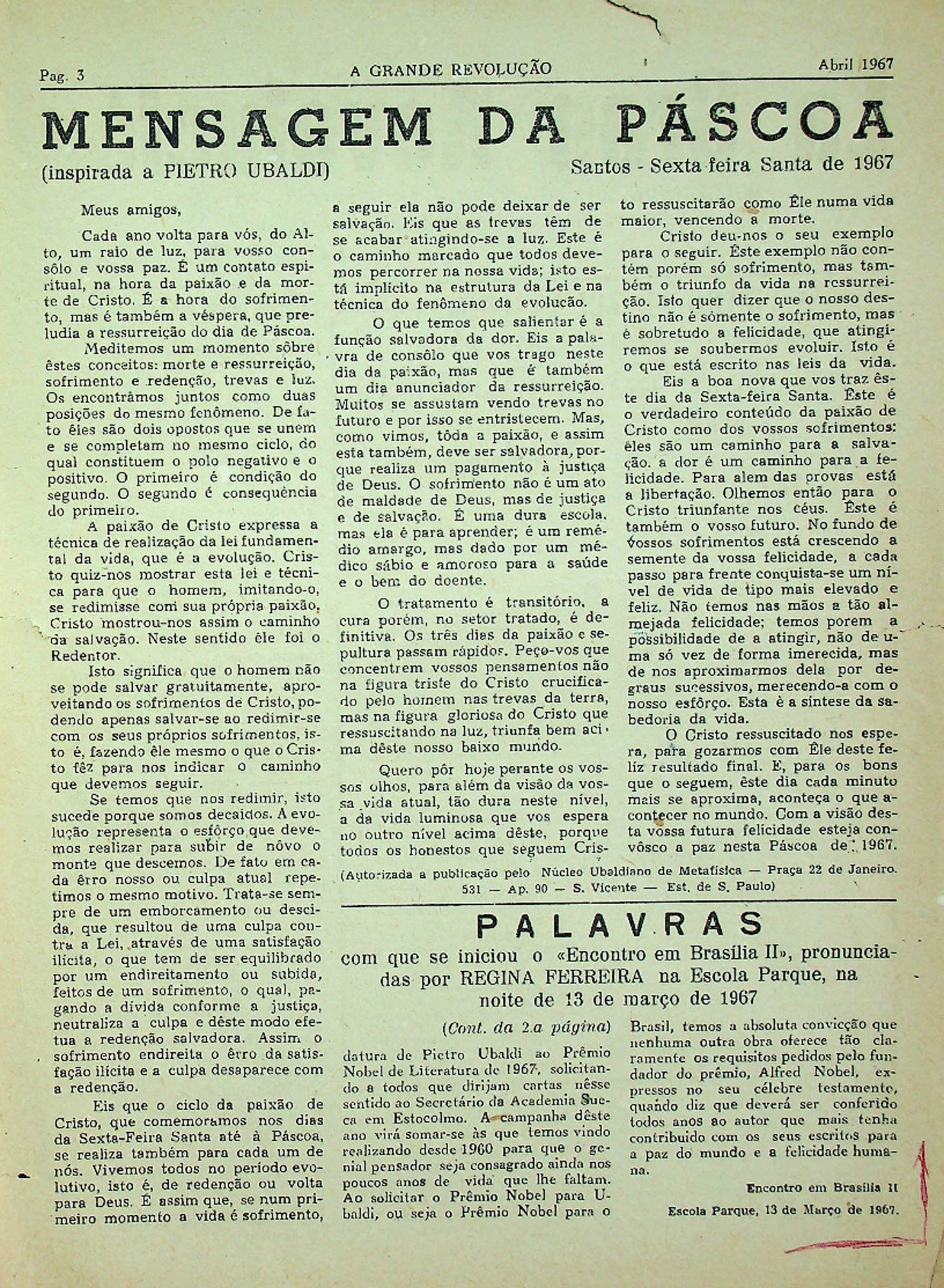 JN – 1967 (ABRIL) A GRANDE REVOLUÇÃO QUE SE AVIZINHA ANO 1 Nº2 (4)