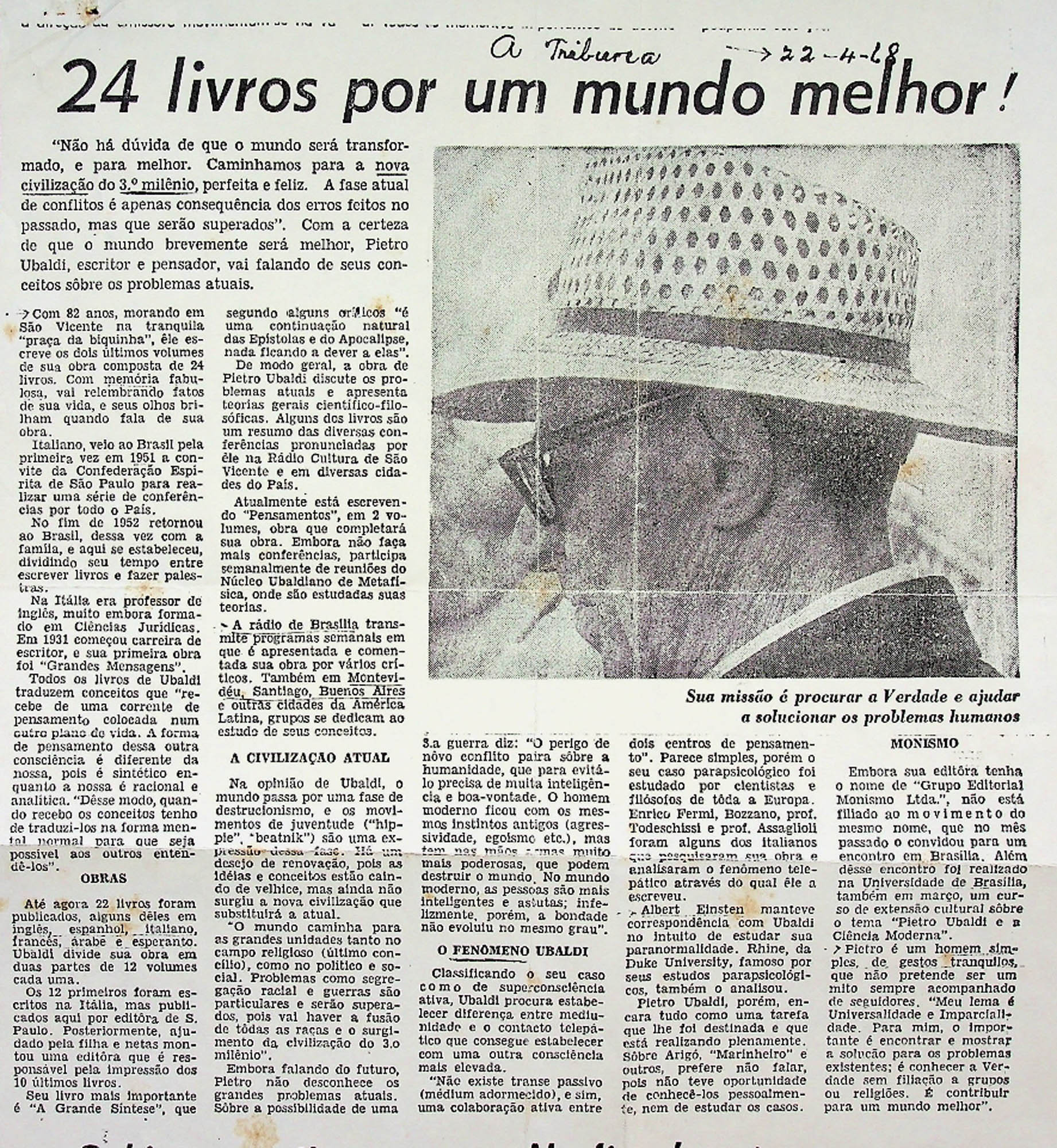 JN – 1968 (22 DE ABRIL) 24 LIVROS POR UM MUNDO MELHOR