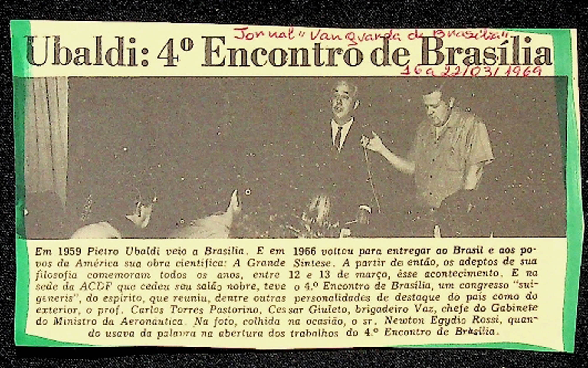 JN – 1969 (22 DE MARÇO) UBALDI 4º ENCONTRO DE BRASÍLIA