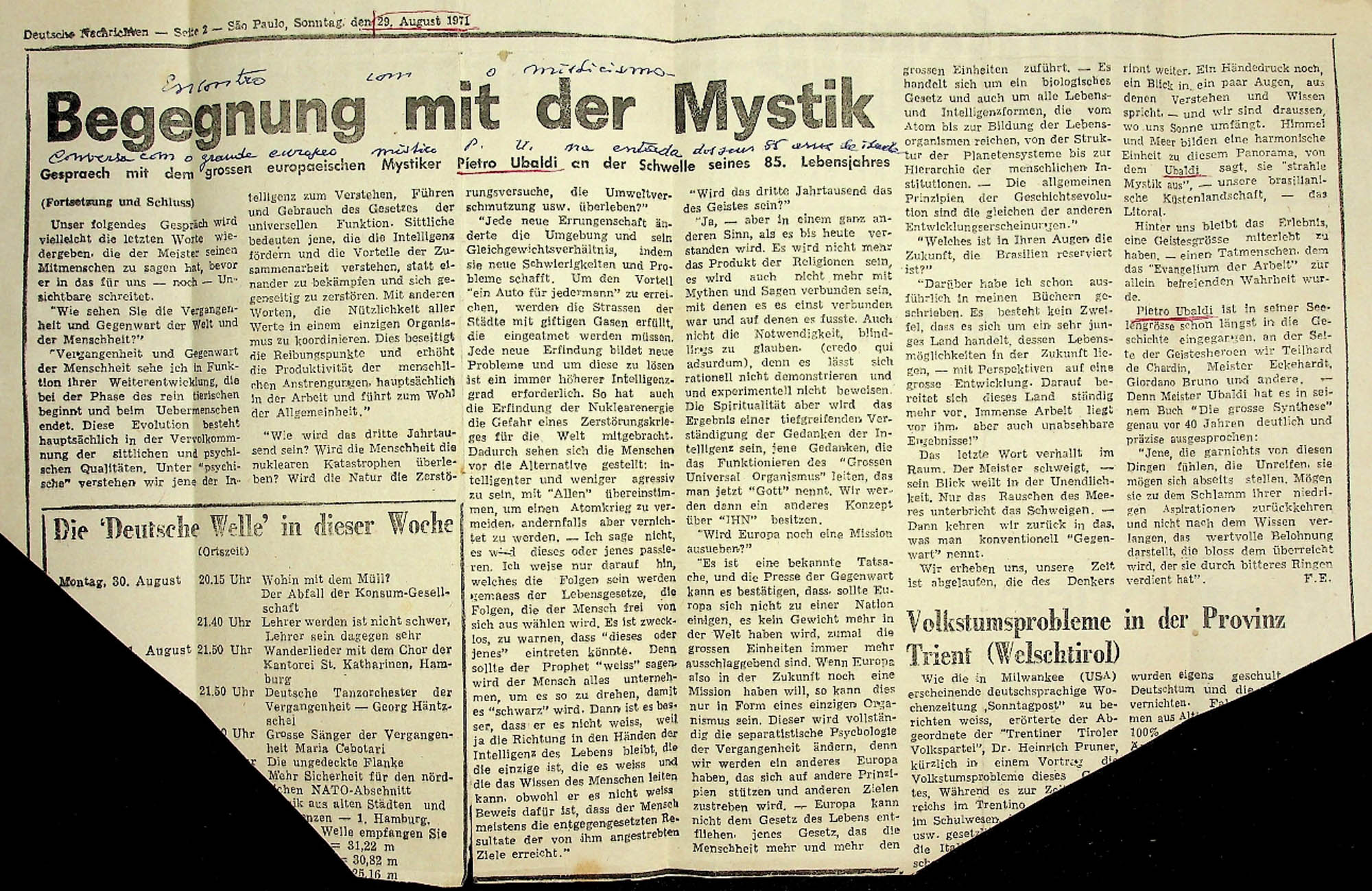 JN – 1971 (29 DE AUGUST) BEGEGNUNG MIT DER MYSTIK
