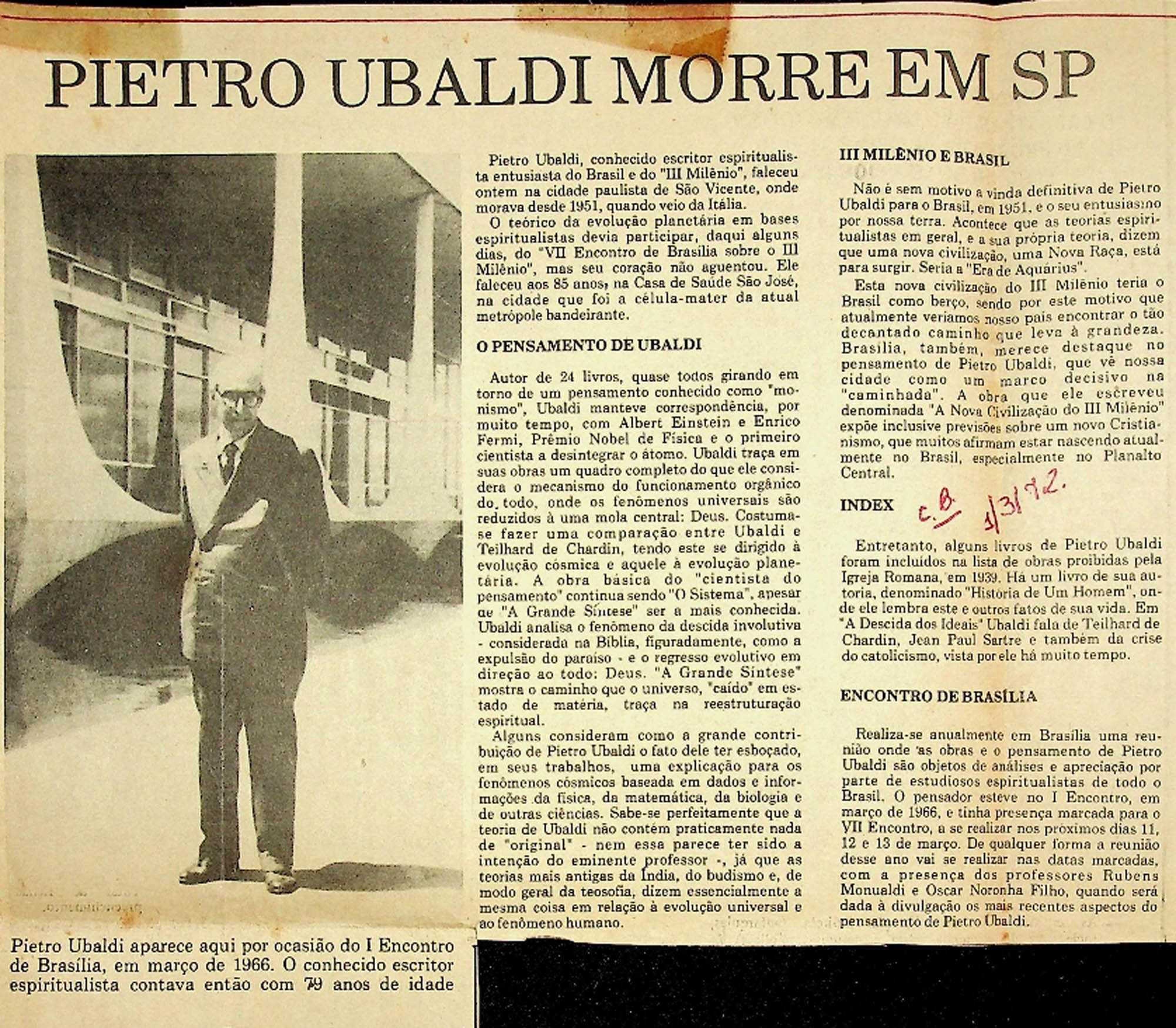 JN – 1972 (01 DE MARÇO) PIETRO UBALDI MORRE EM SP