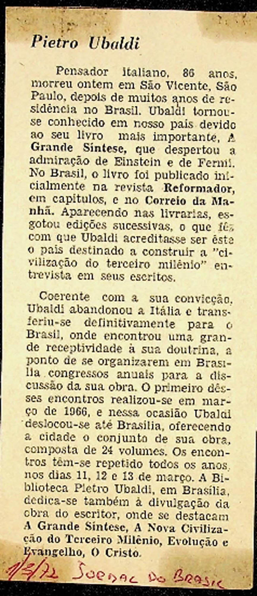 JN – 1972 (03 DE MARÇO) PIETRO UBALDI