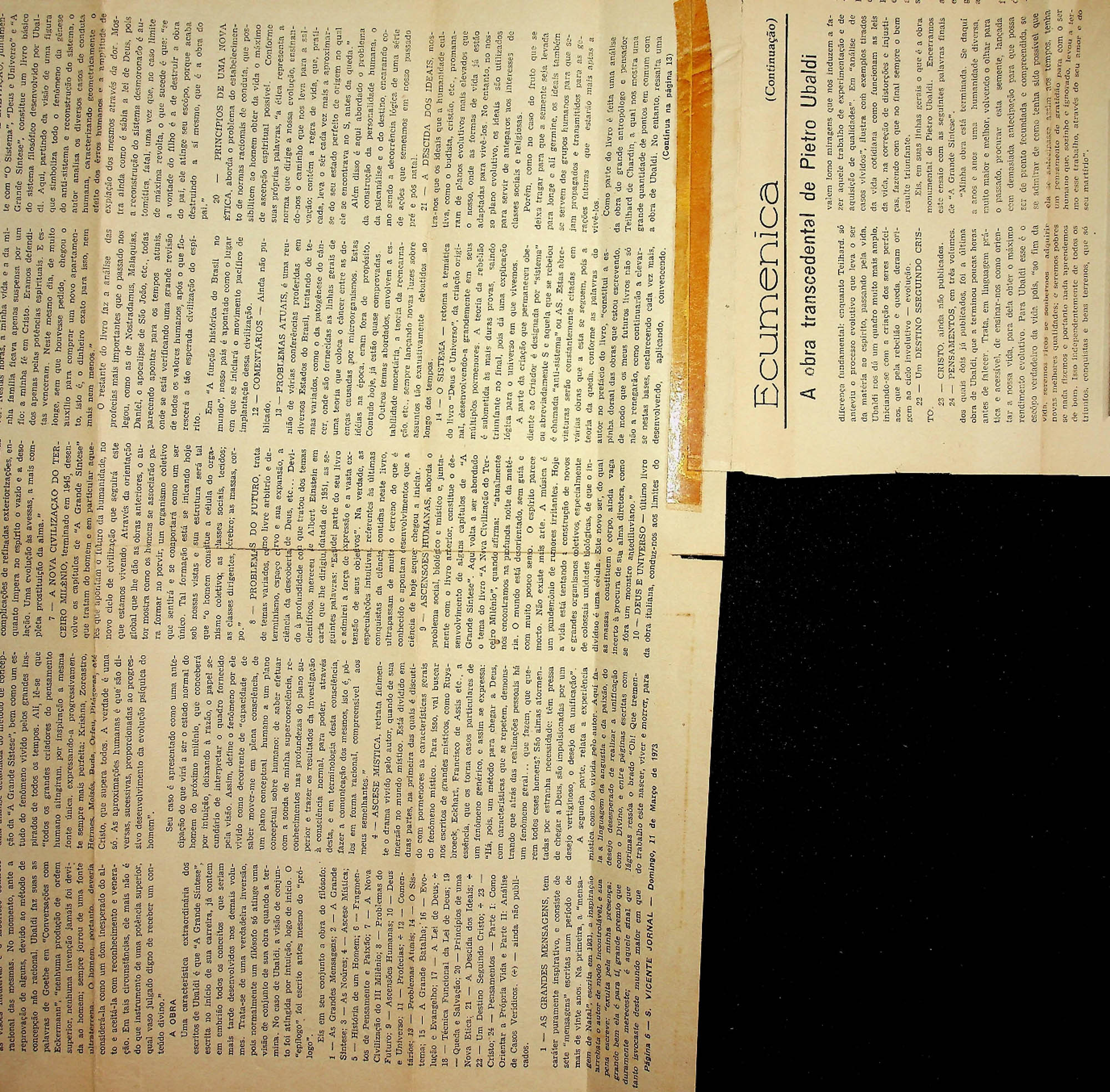JN – 1973 (11 DE MARÇO) A OBRA TRANSCENDENTAL DE PIETRO UBALDI (2)