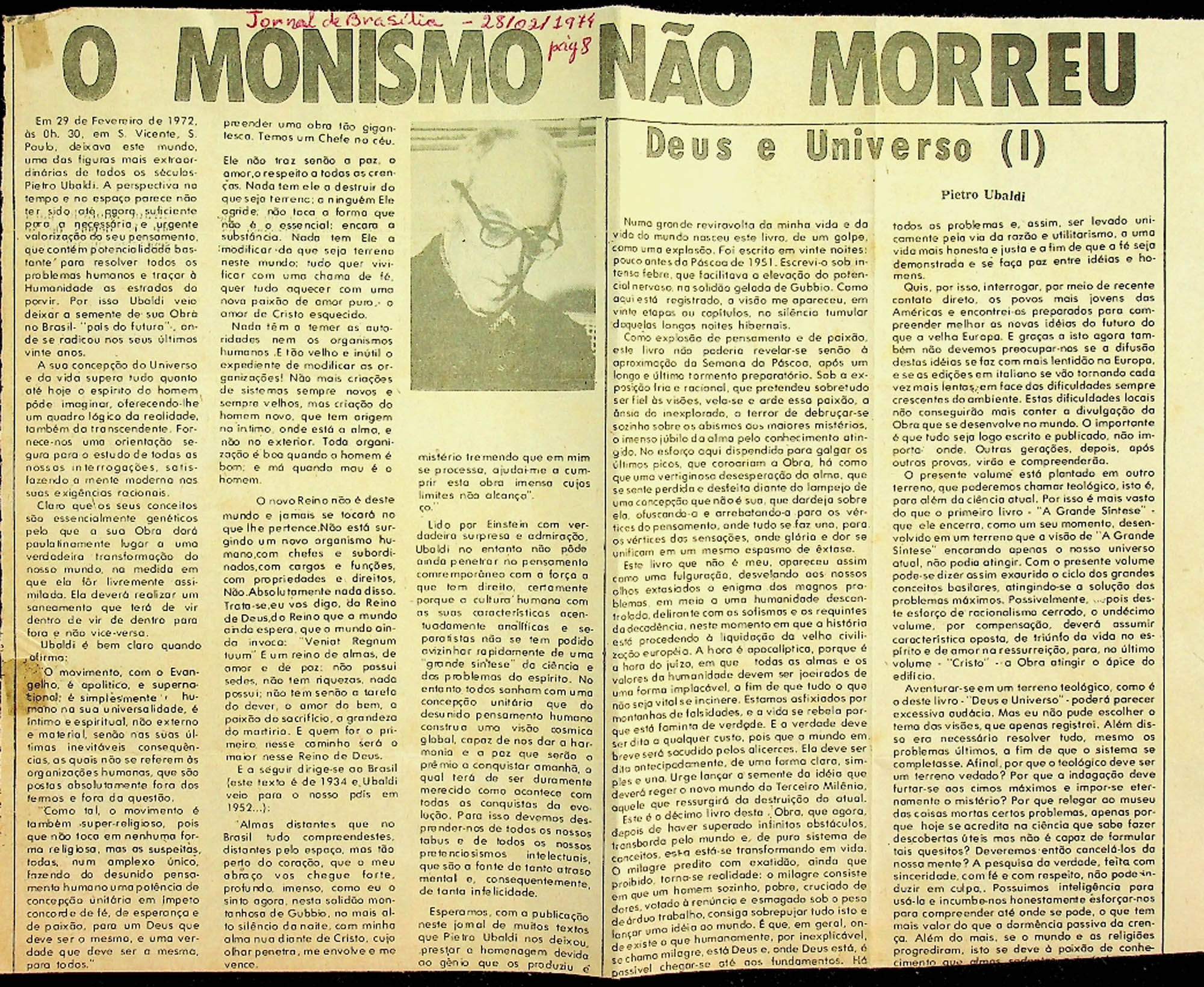 JN – 1974 (28 DE FEVEREIRO) O MONISMO NÃO MORREU