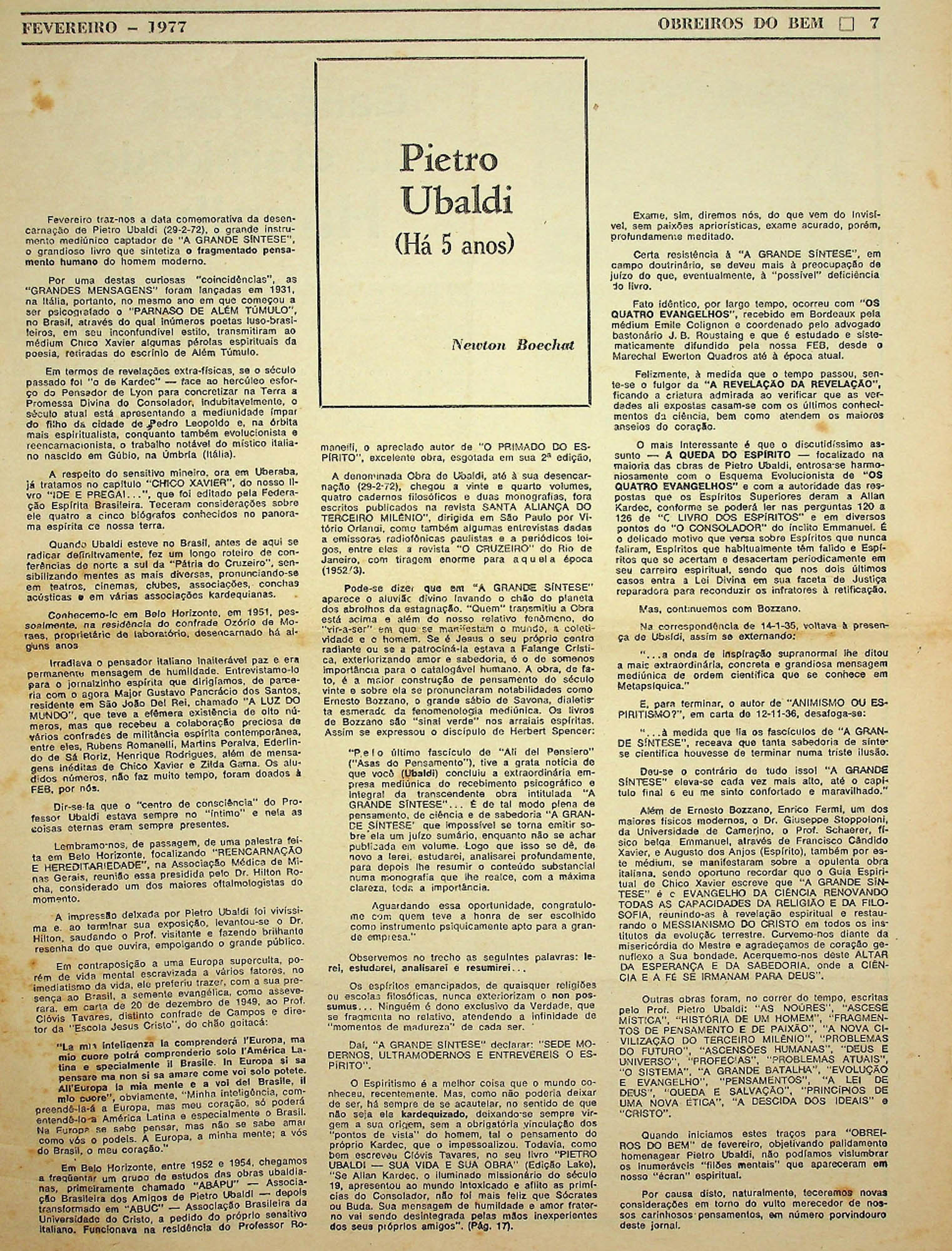 JN – 1977 (FEVEREIRO) PIETRO UBALDI ( HA 5 ANOS)
