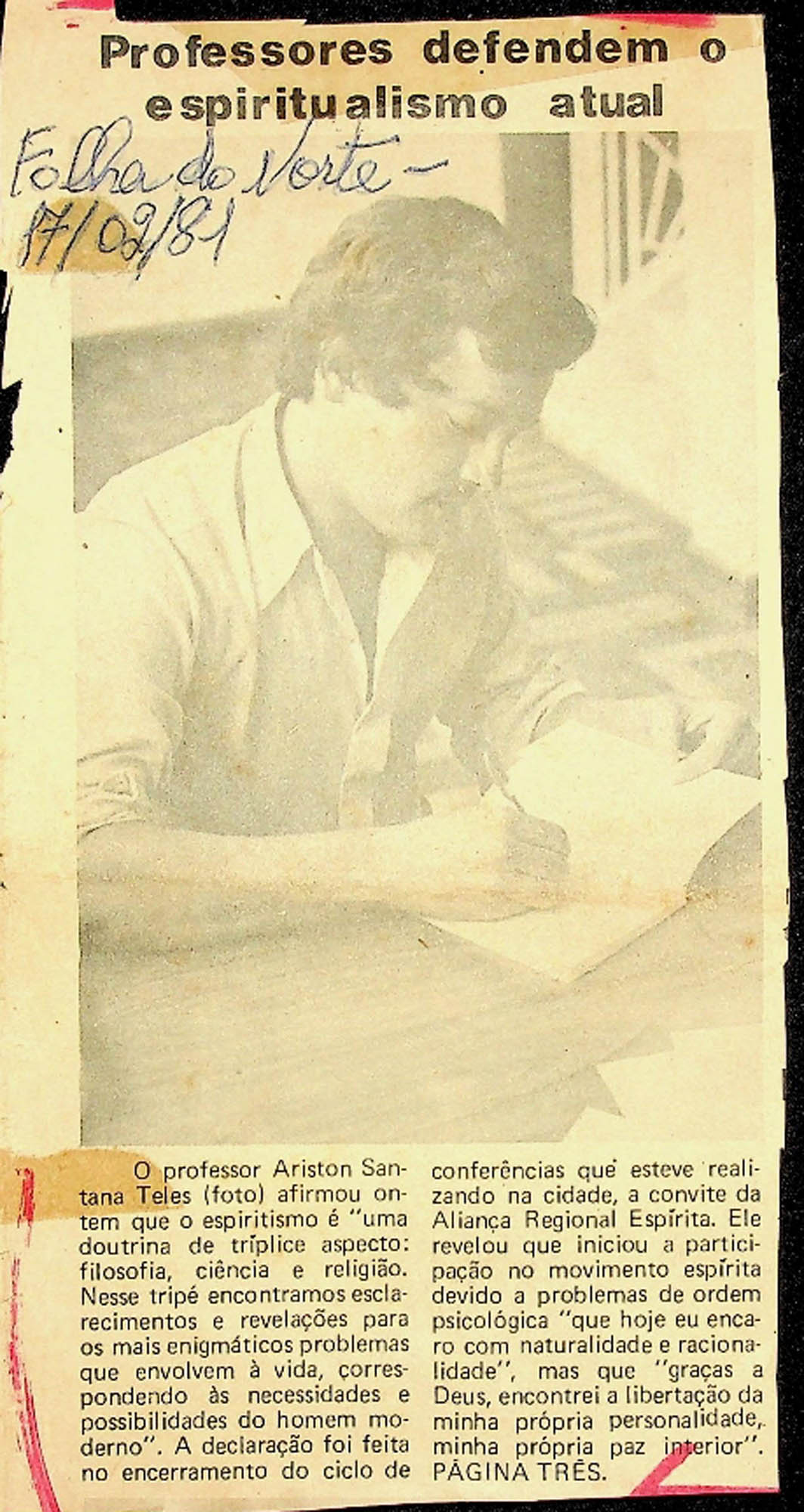 JN – 1981 (17 DE FEVEREIRO) PROFESSORES DEFENDEM O ESPIRITUALISMO ATUAL