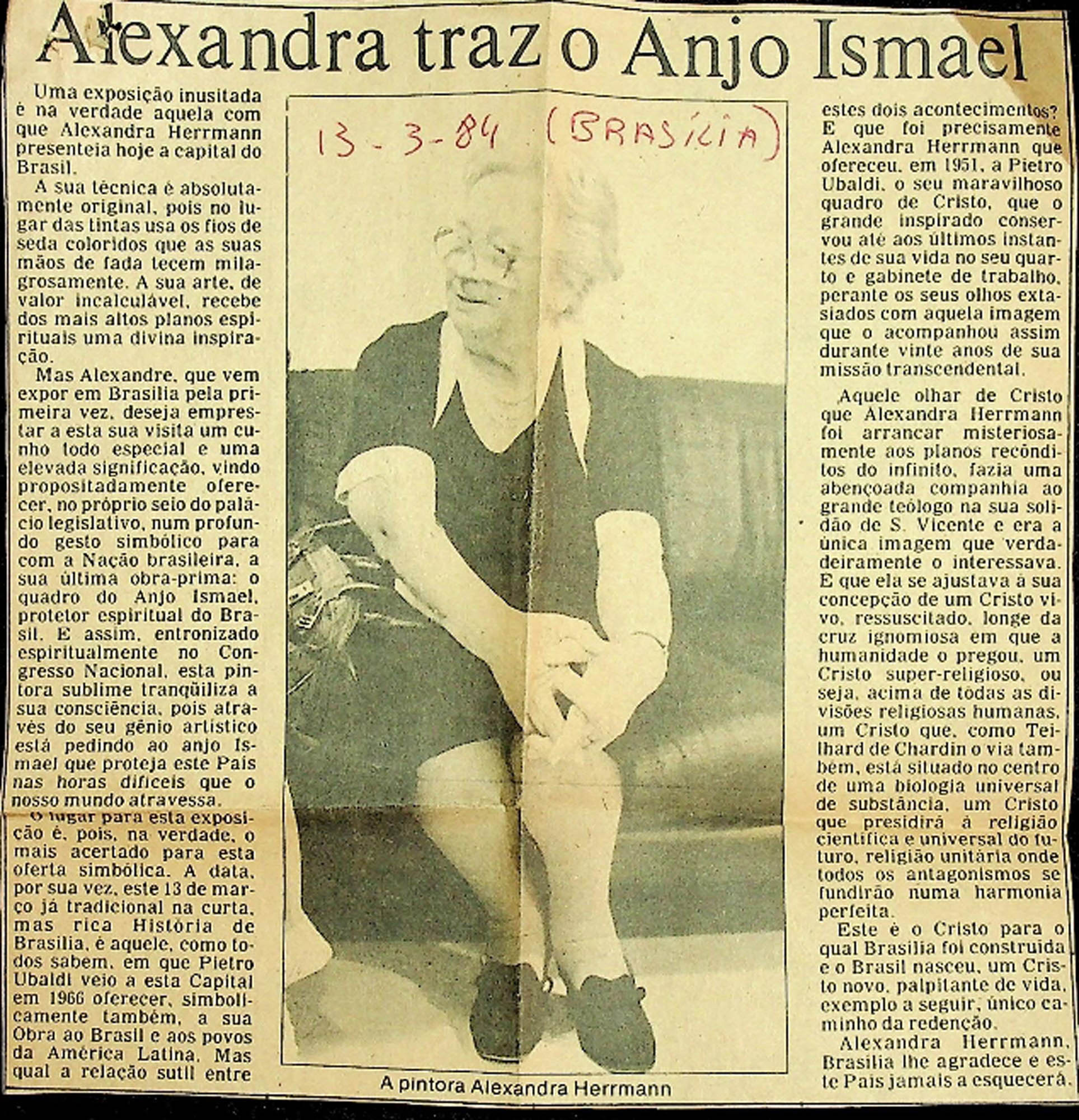 JN – 1984 (13 DE MARÇO) ALEXANDRA TRAZ O ANJO ISMAEL