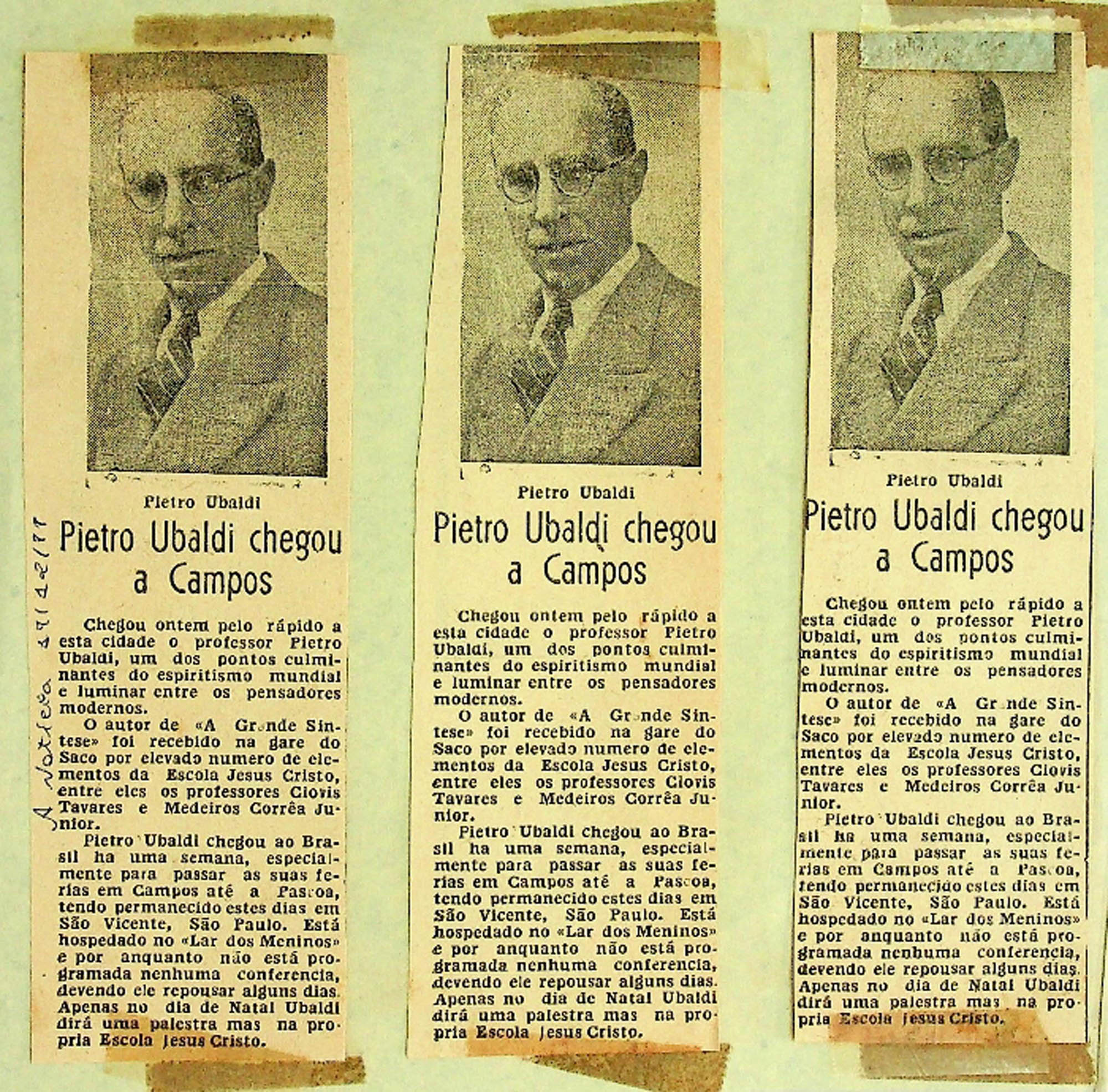 JN – 1988 (17 DE DEZEMBRO) PIETRO UBALDI CHEGOU A CAMPOS
