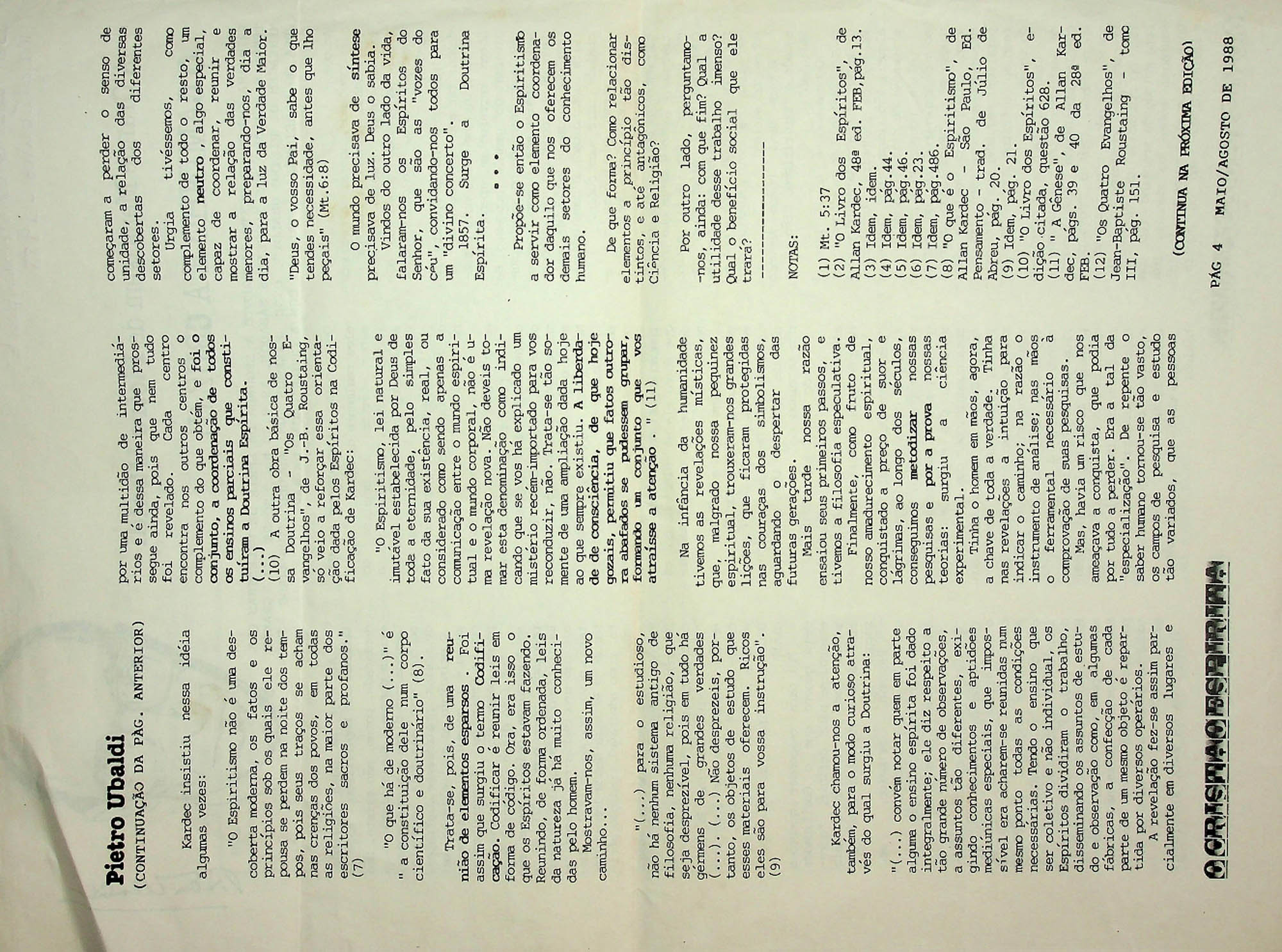 JN – 1988 (MAIO-JUNHO) A GRANDE MENSAGEM DE PIETRO UBALDI O CAMINHO E A CRUZ (I) (1