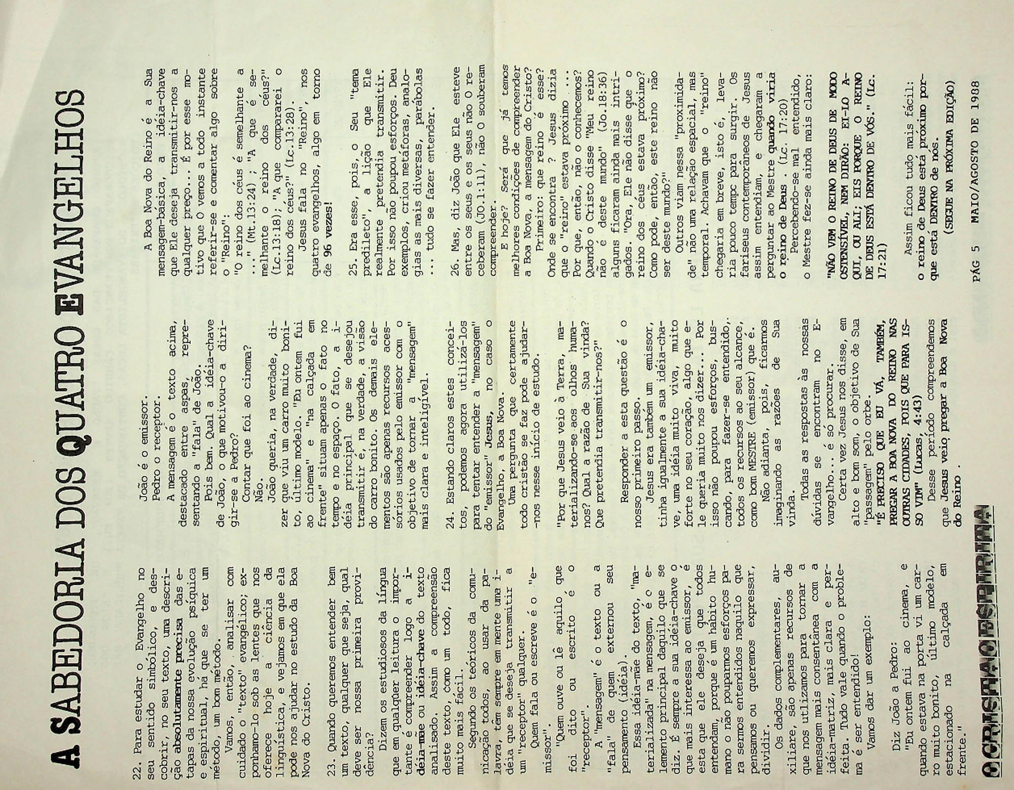 JN – 1988 (MAIO-JUNHO) A GRANDE MENSAGEM DE PIETRO UBALDI O CAMINHO E A CRUZ (I) (1 (3)