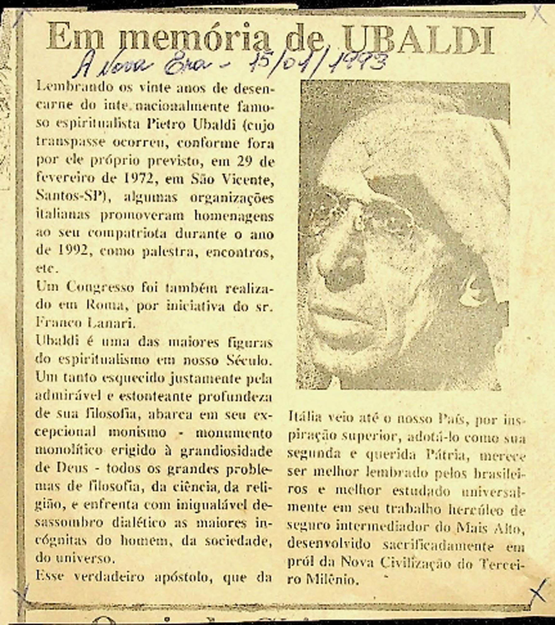JN – 1993 (15 DE JANEIRO) EM MEMORIA DE UBALDI