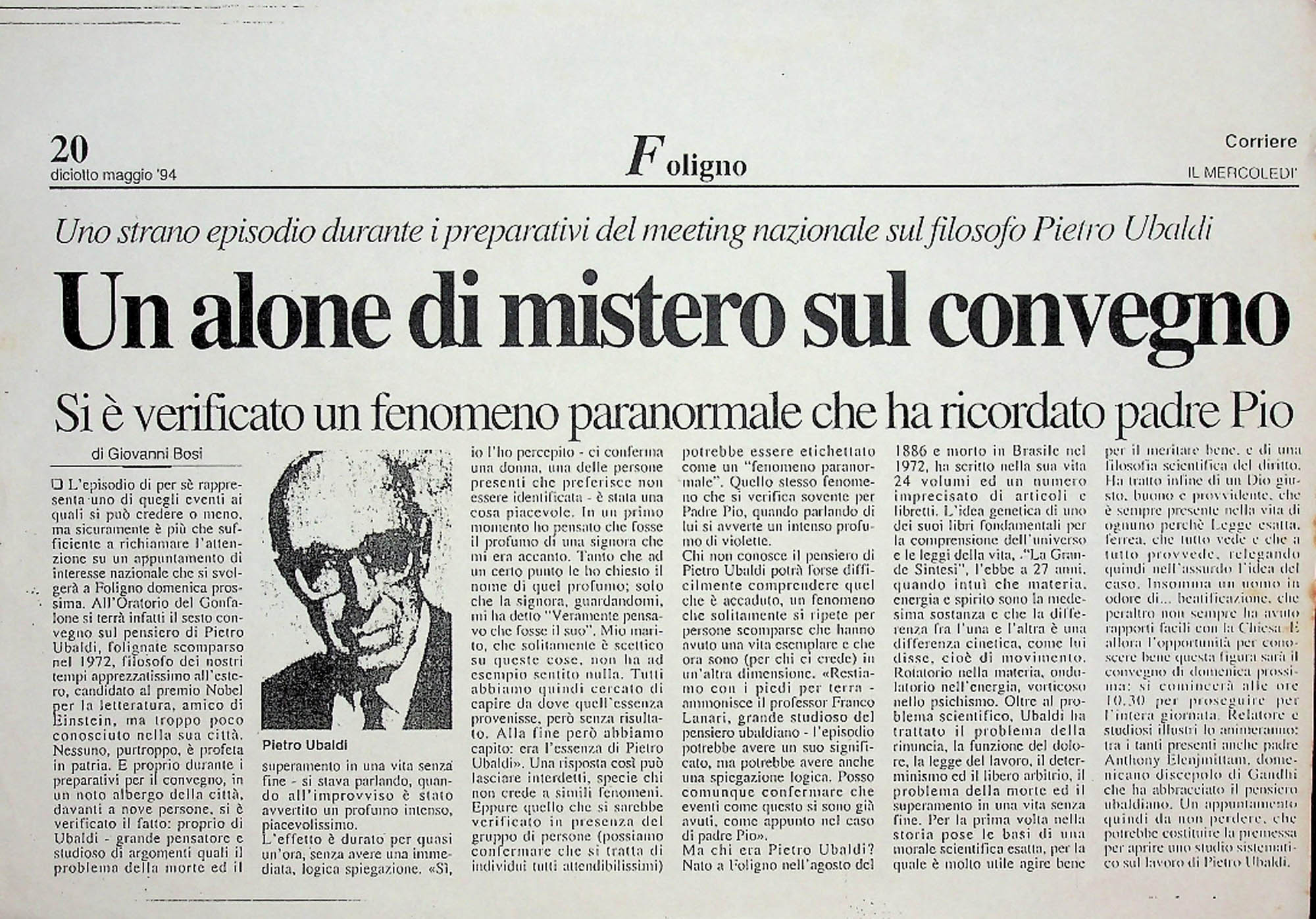 JN – 1994 (20 DE MAGGIO) FOLIGNO – UN ALONE DI MISTERO SUL CONVEGNO