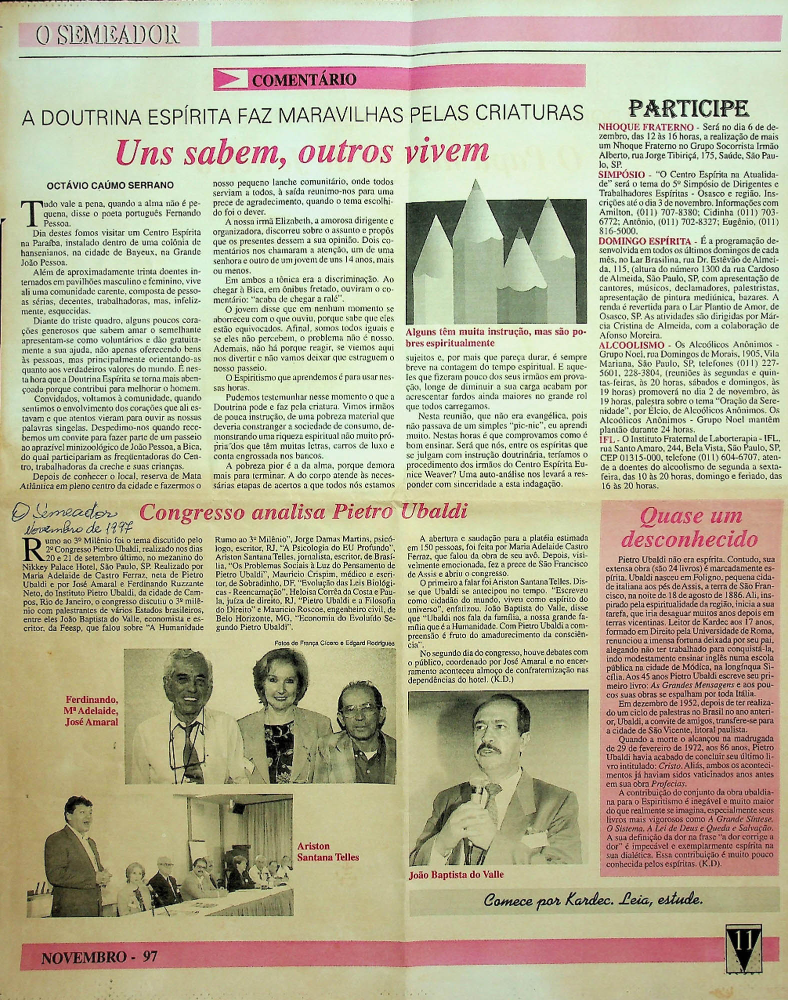 JN – 1997 (NOVEMBRO) CONGRESSO ANALISA PIETRO UBALDI