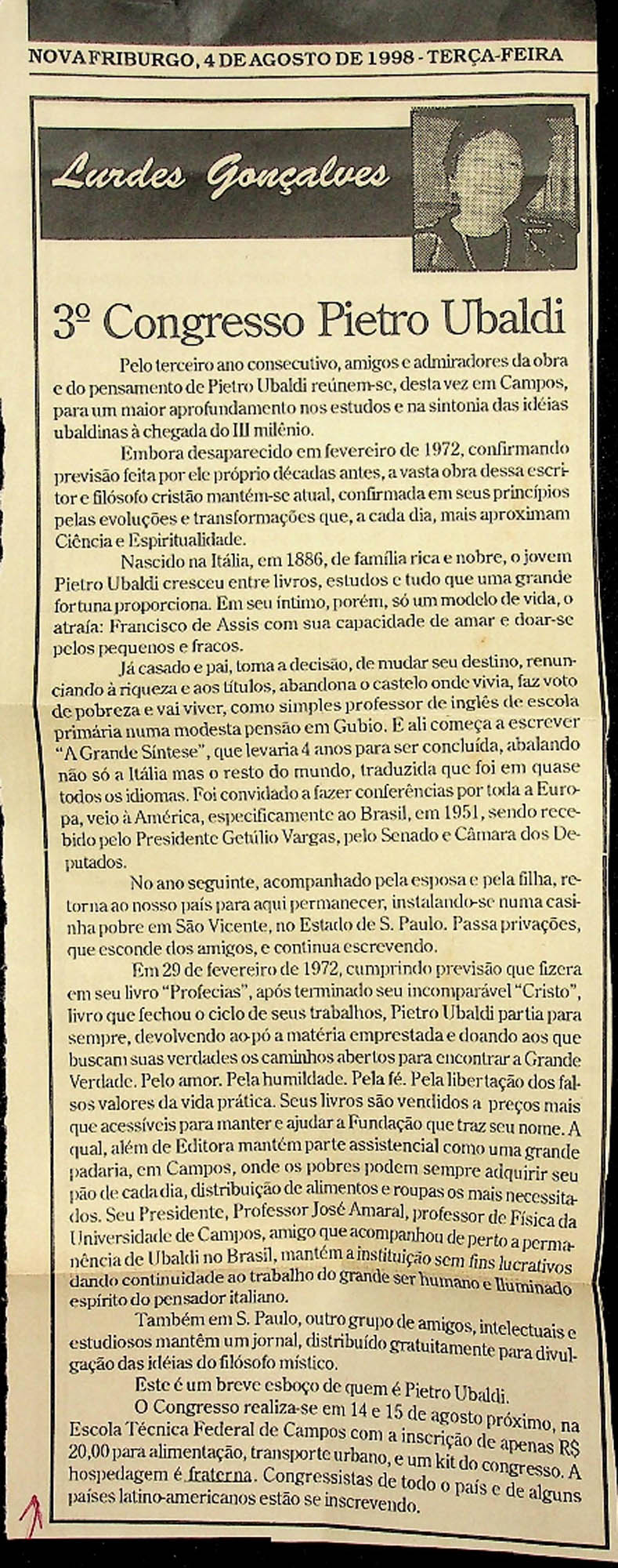 JN – 1998 (4 DE AGOSTO) 3º CONGRESSO DE PIETRO UBALDI (1)