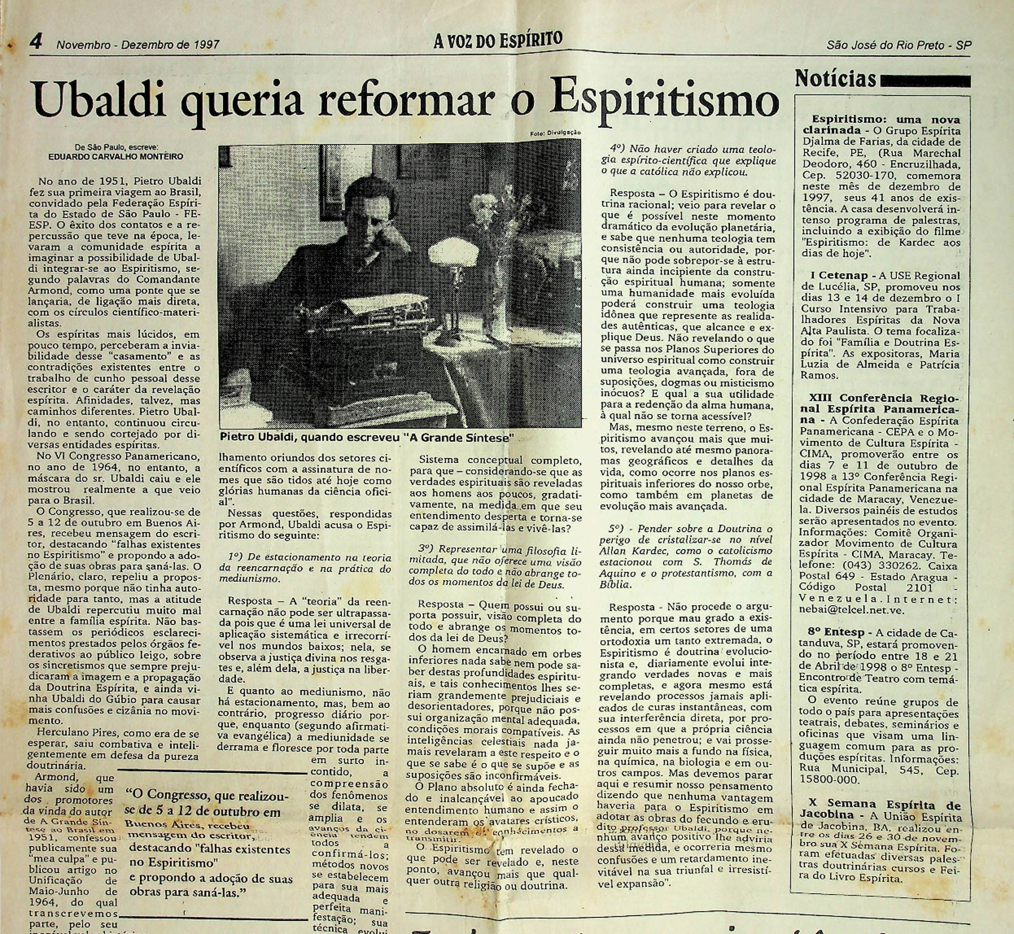 JN A VOZ DO ESPÍRITO – 1997 (NOVEMBRO – DEZEMBRO) UBALDI QUERIA REFORMAR O (1)