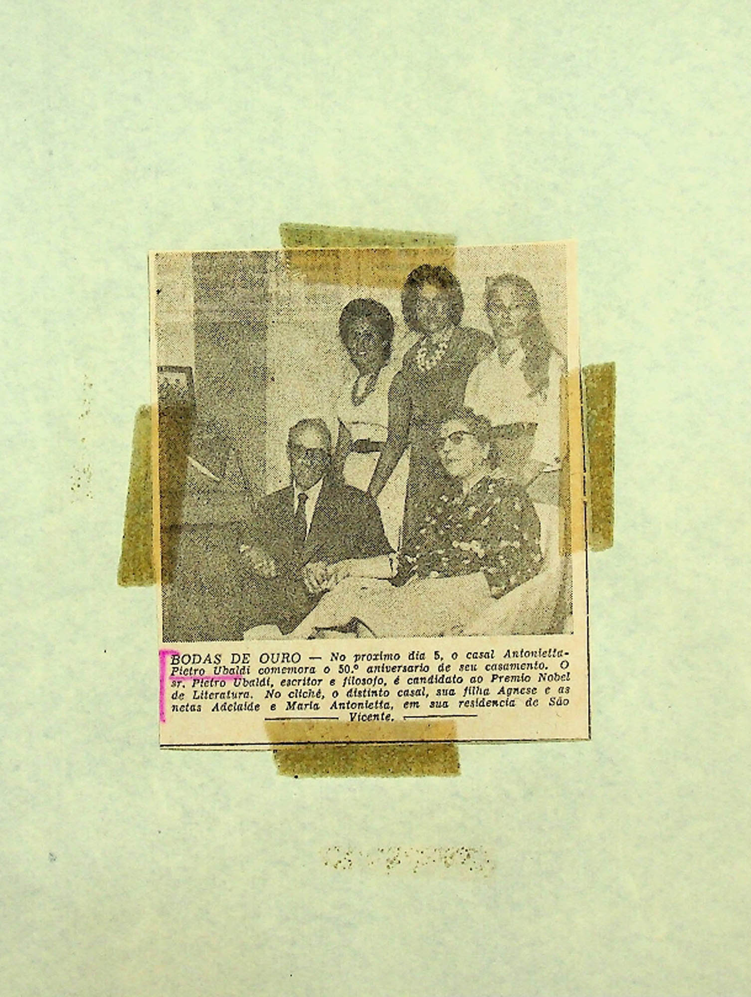 JN – BODAS DE OURO DE PIETRO UBALDI (FOTO COM SUA ESPOSA, FILHA E NETAS)