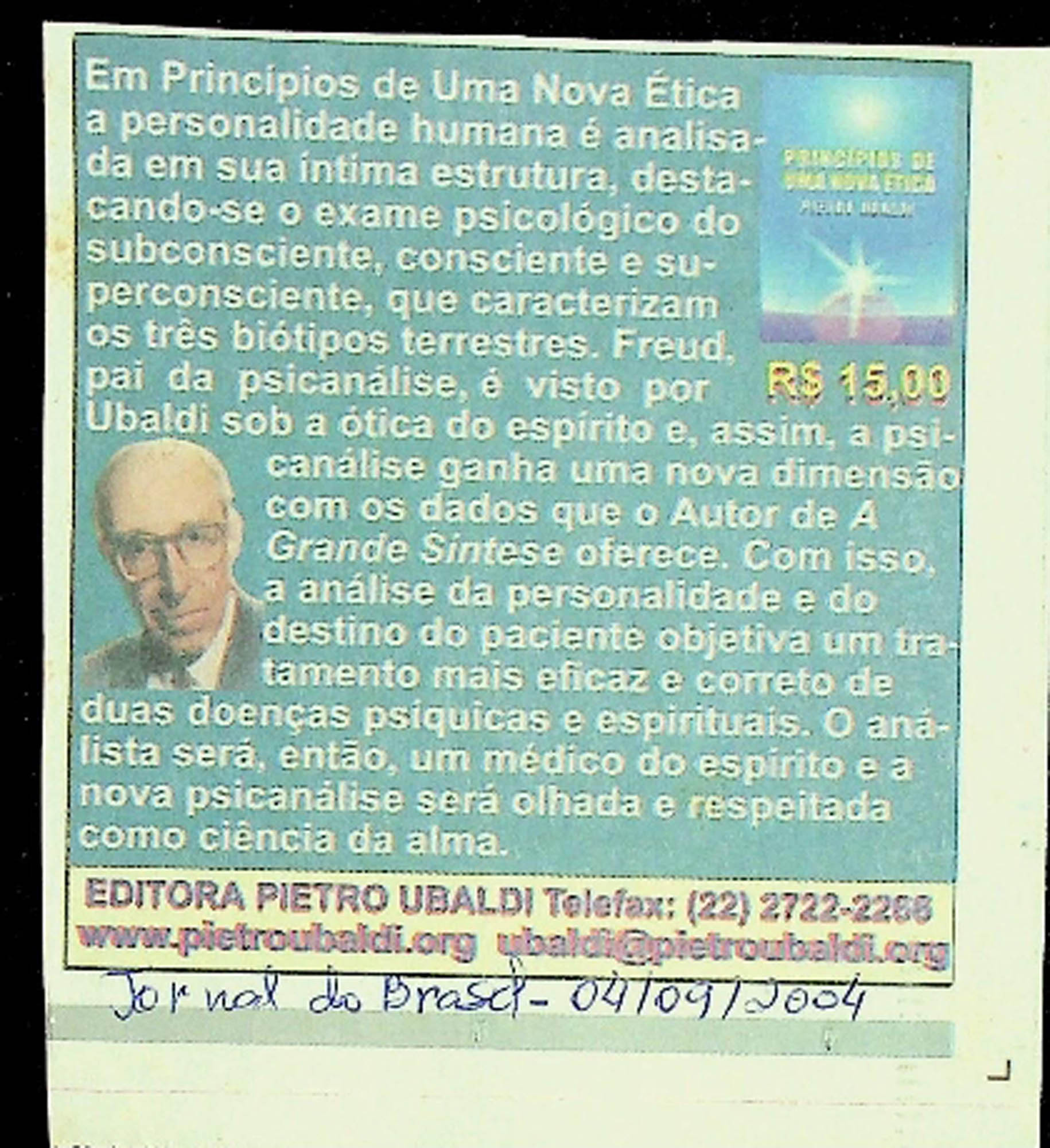 JN DO BRASIL – 2004 (04 DE SETEMBRO) PRINCIPIOS DE UMA NOVA ETICA