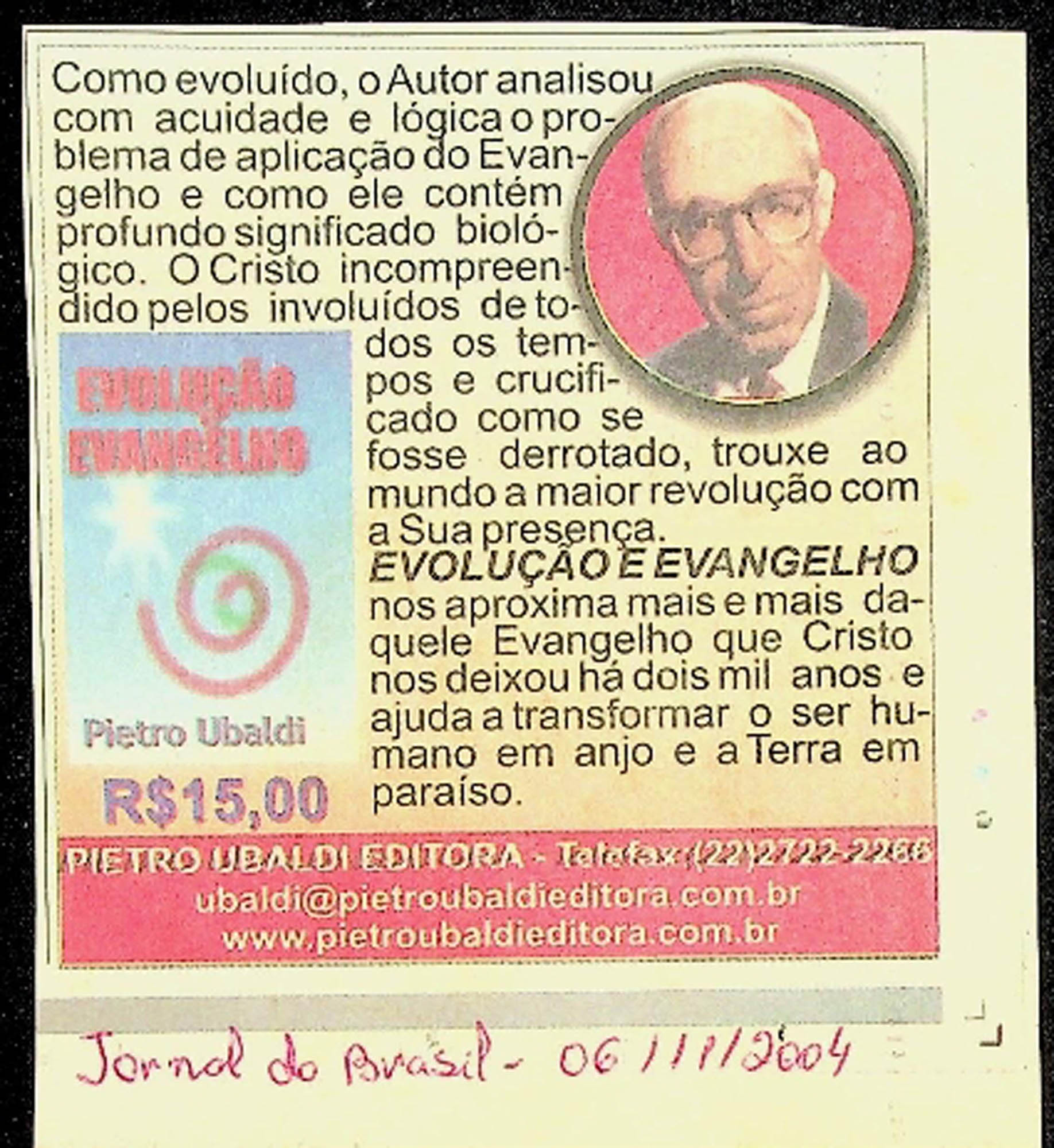 JN DO BRASIL – 2004 (06 DE NOVEMBRO) EVOLUÇÃO EVANGELHO