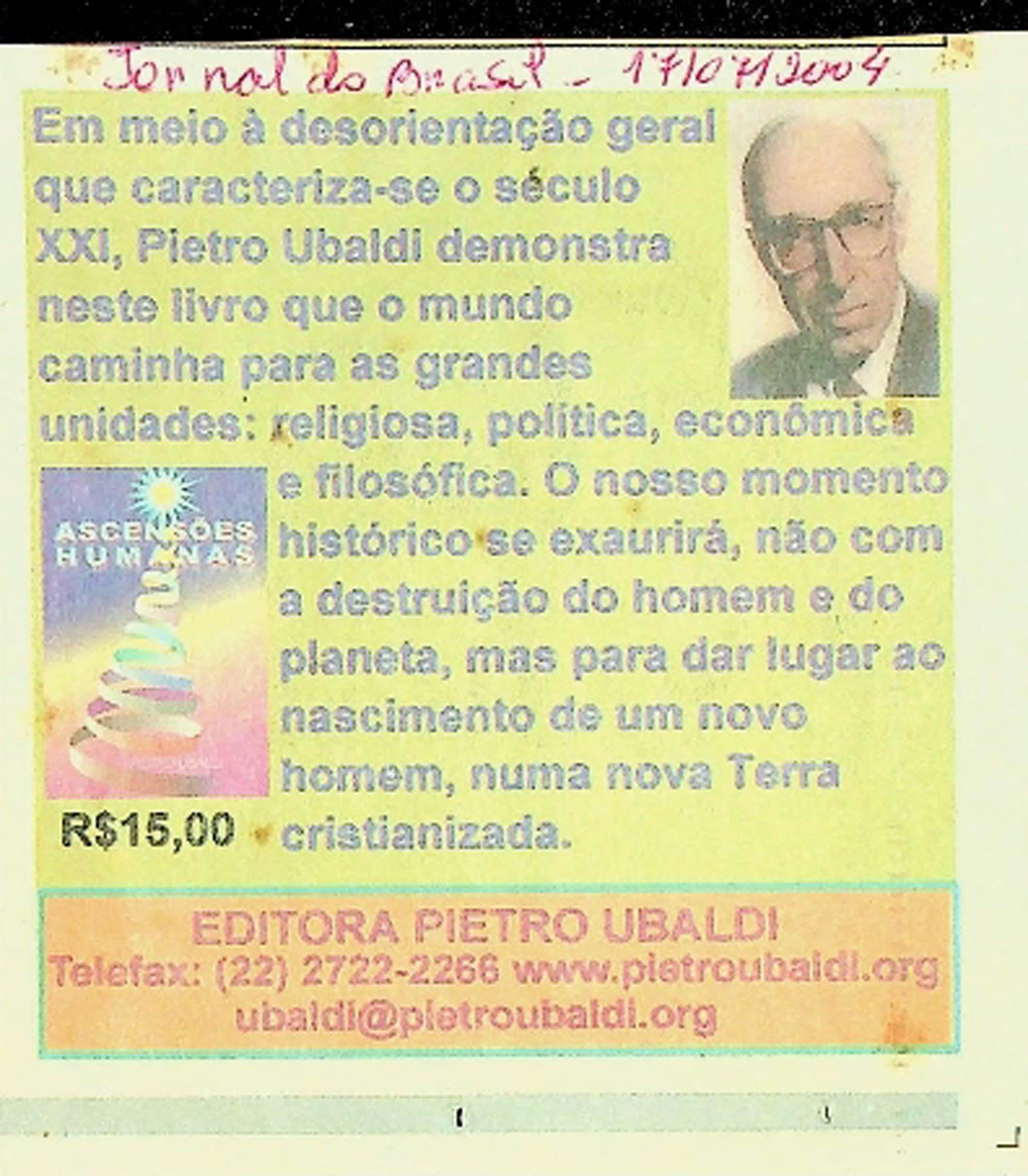 JN DO BRASIL – 2004 (17 DE JULHO) ASCENCOES HUMANAS
