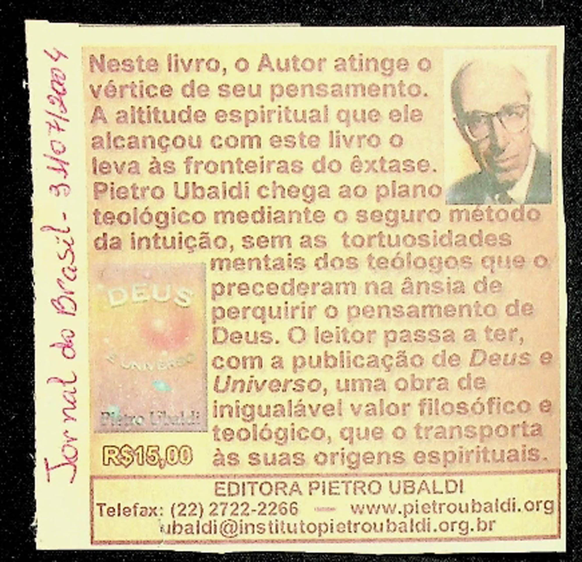 JN DO BRASIL – 2004 (31 DE JULHO) DEUS E UNIVERSO