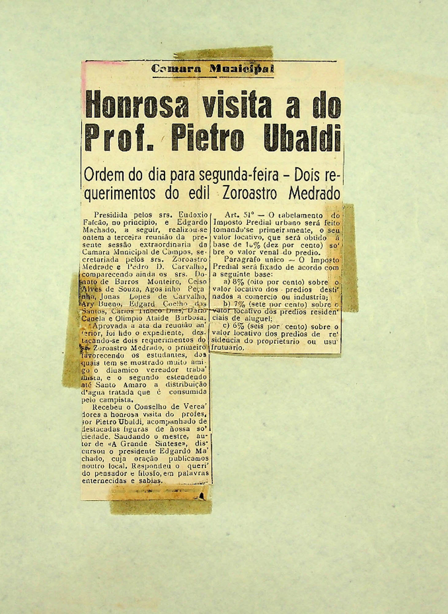 JN – HONROSA VISITA A DO PROF. PIETRO UBALDI
