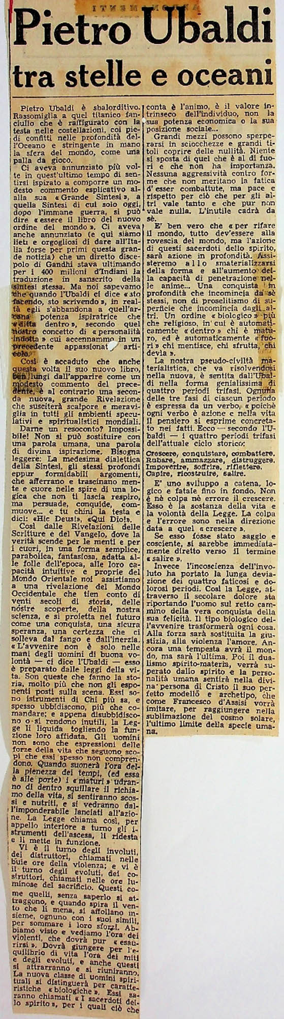 JN – PIETRO UBALDI TRA STELLE E OCEANI