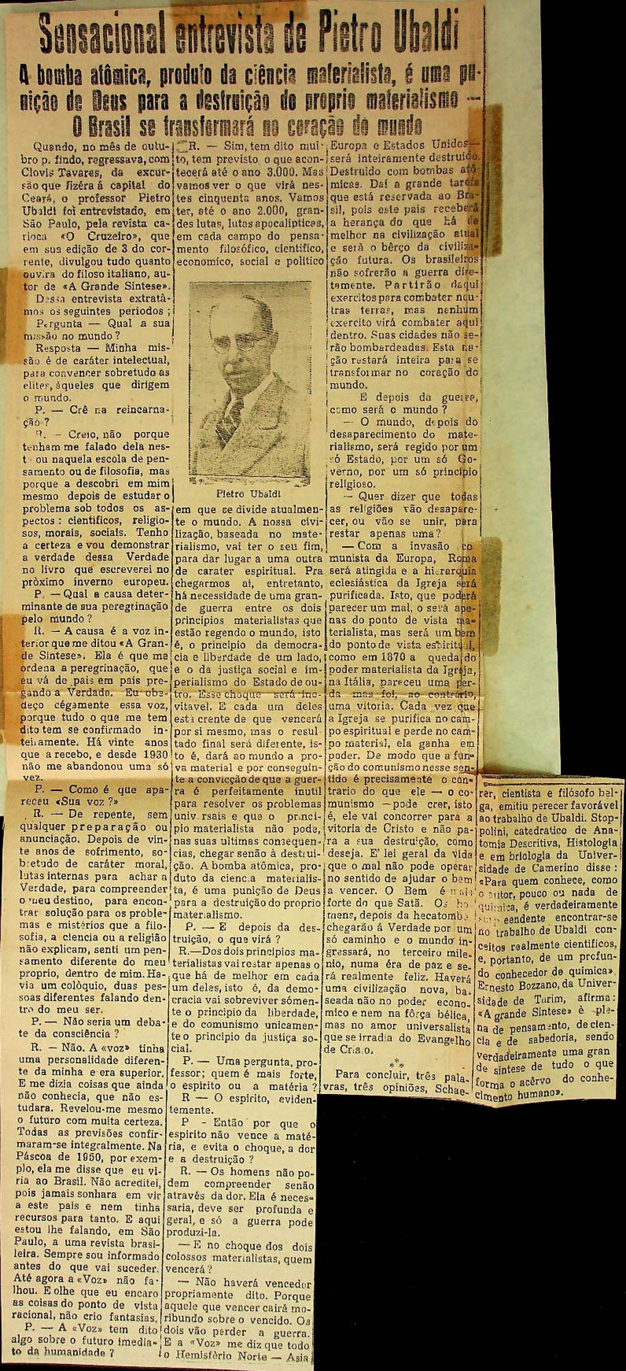JN – SENSACIONAL ENTREVISTA DE PIETRO UBALDI